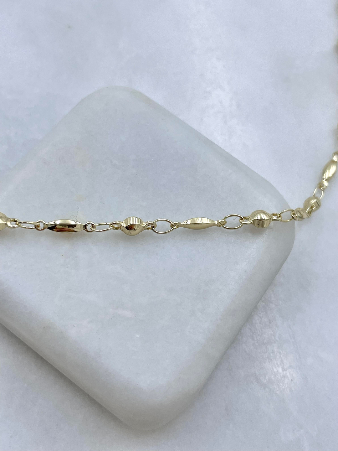 Altın Kaplama Topçuk ve Damla Zincir Kolye 60 cm Gold