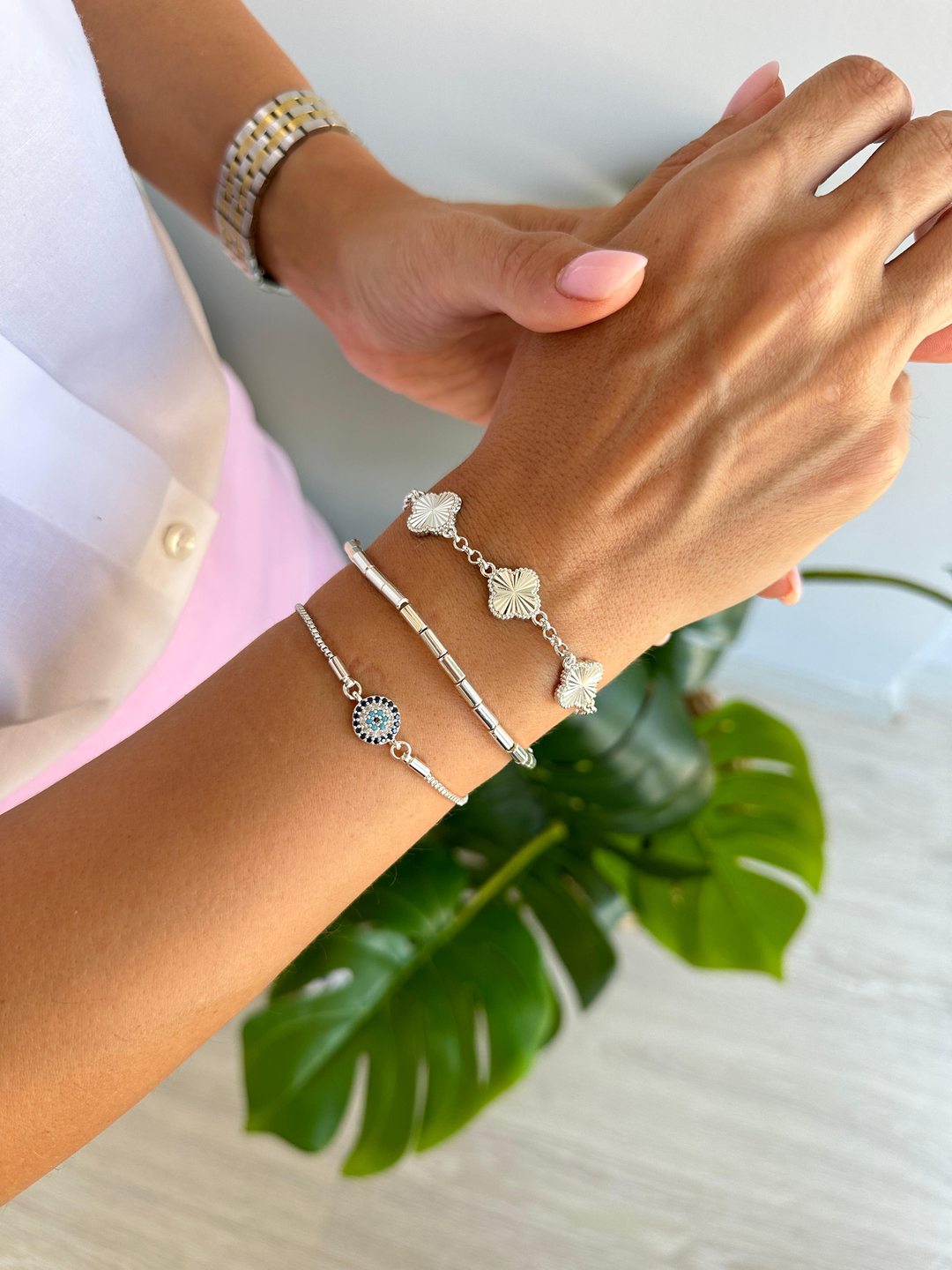 Boru Silindir Bileklik Gümüş