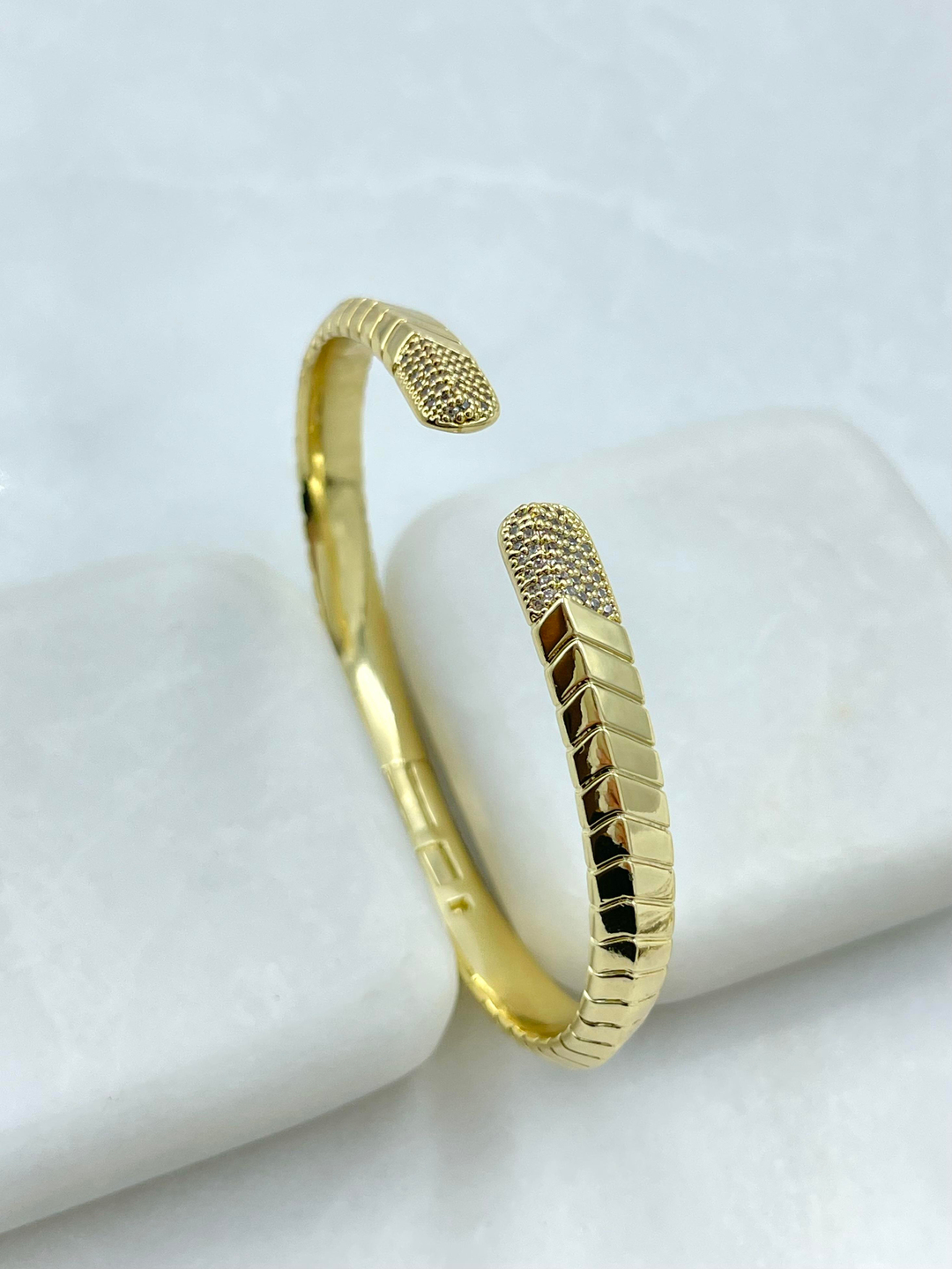 Özel Seri Yılan Desenli Kelepçe Bileklik Gold