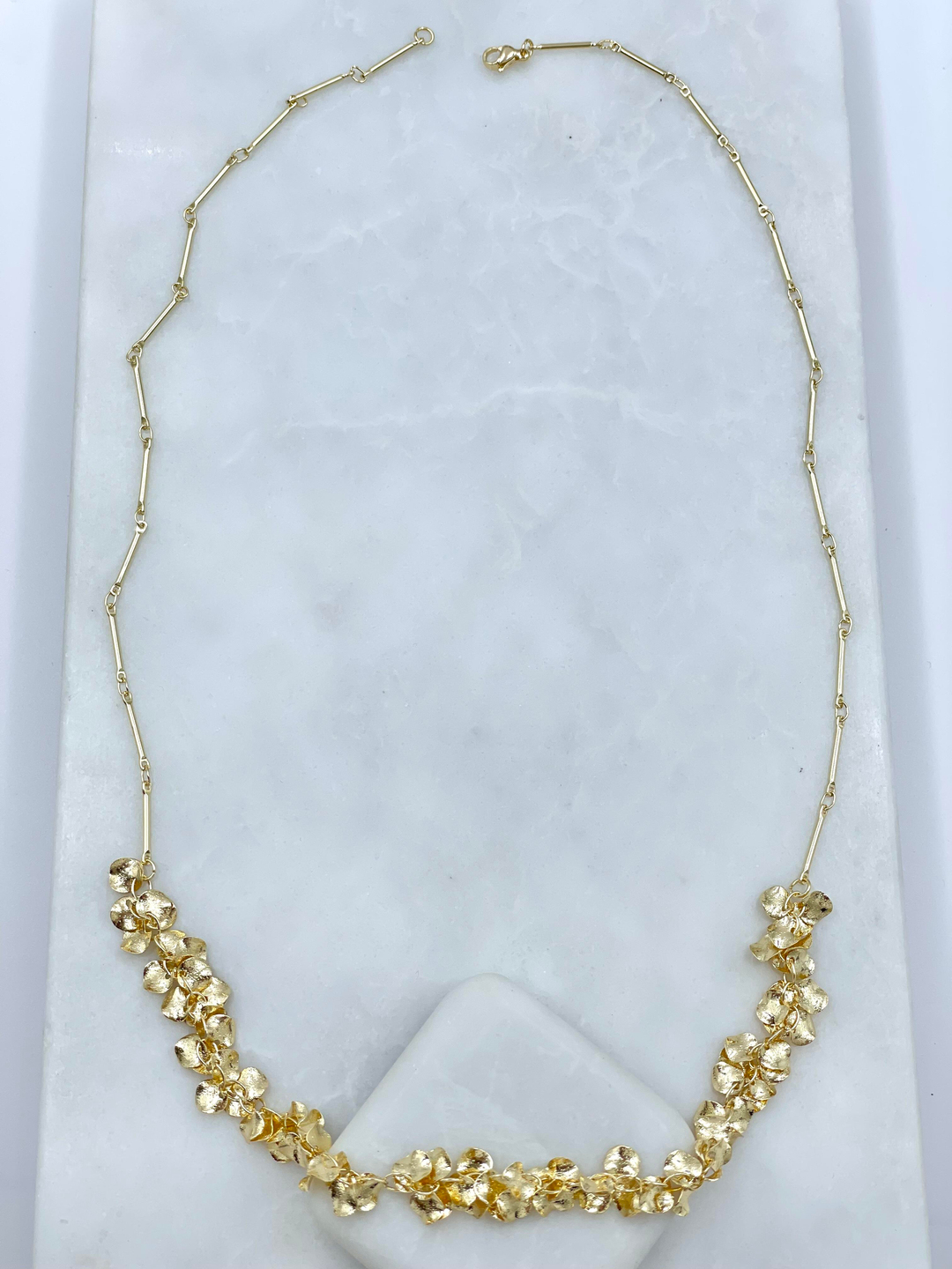 Altın Kaplama Dalga Plaka Sallantılı Boru Zincir Kolye 60cm Gold