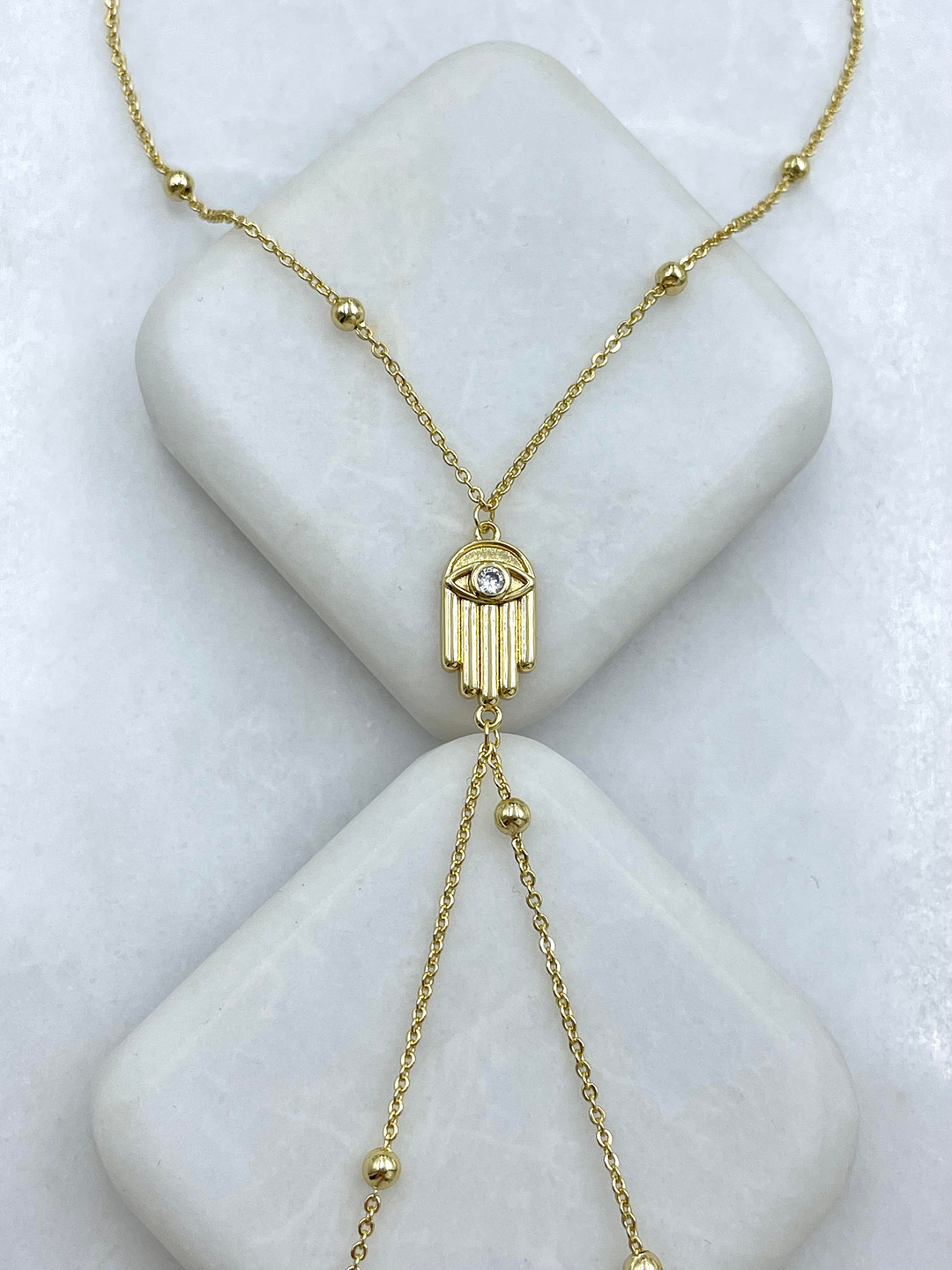 Altın Kaplama Fatma Ana Eli Model Topçuk Zincir Şahmeran Gold