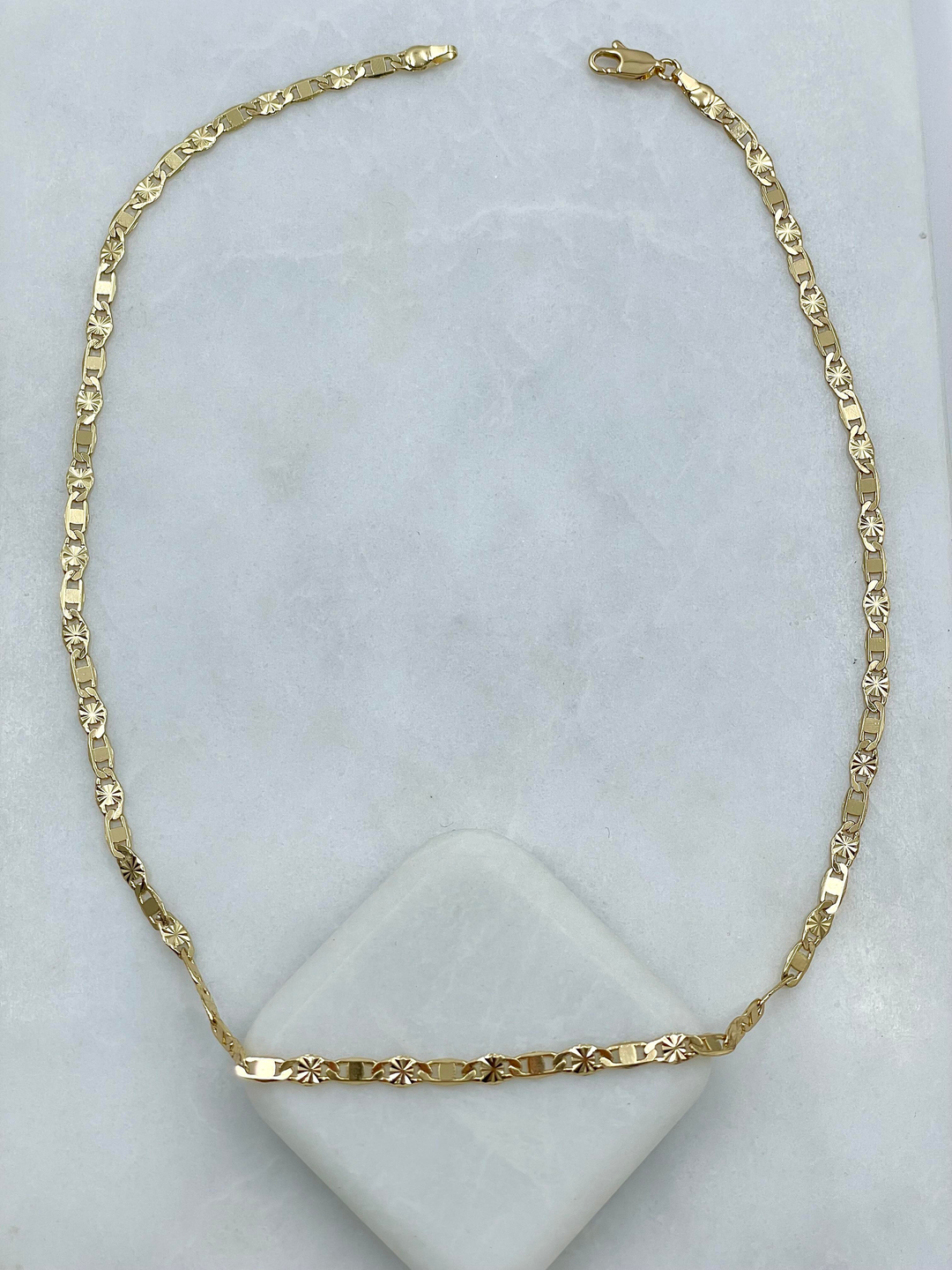 Altın Kaplama Lazer Kesim Zincir Kolye 45 cm Gold