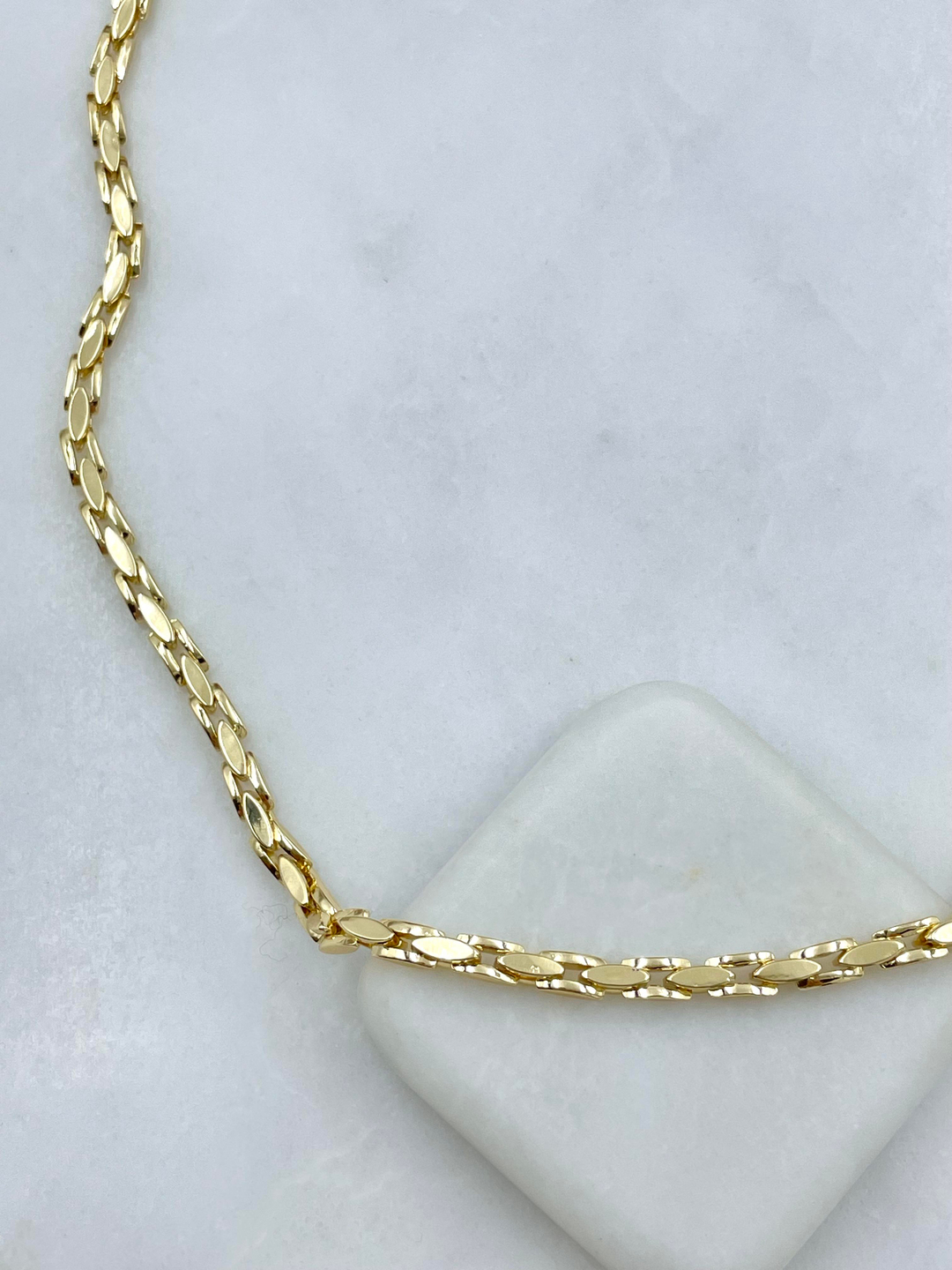 Altın Kaplama Yansımalı Yılan Zincir Kolye 45 cm Gold