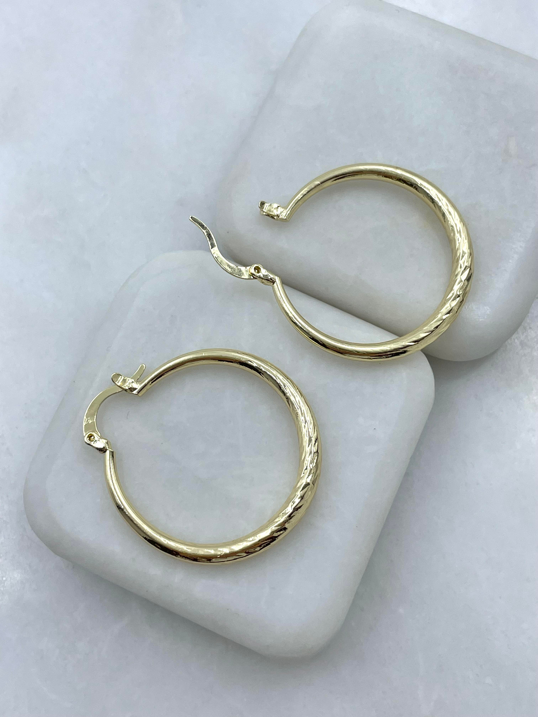 Altın Kaplama Lazer Kesim Halka Küpe Gold