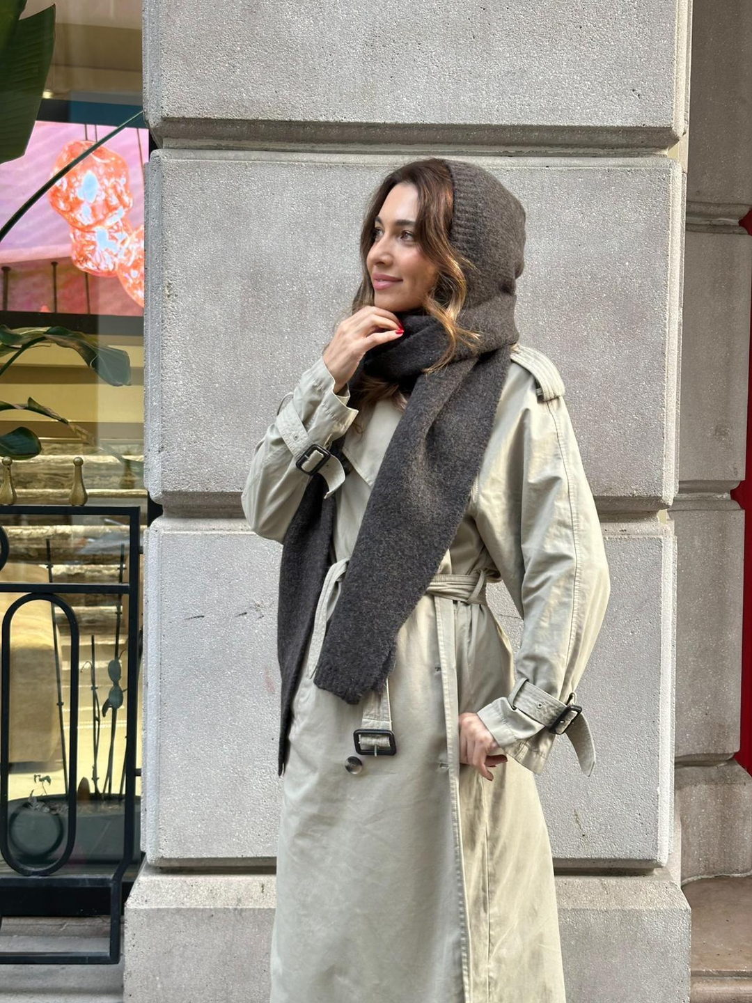 Kapüşonlu Tek Parça Atkı Acı Kahve