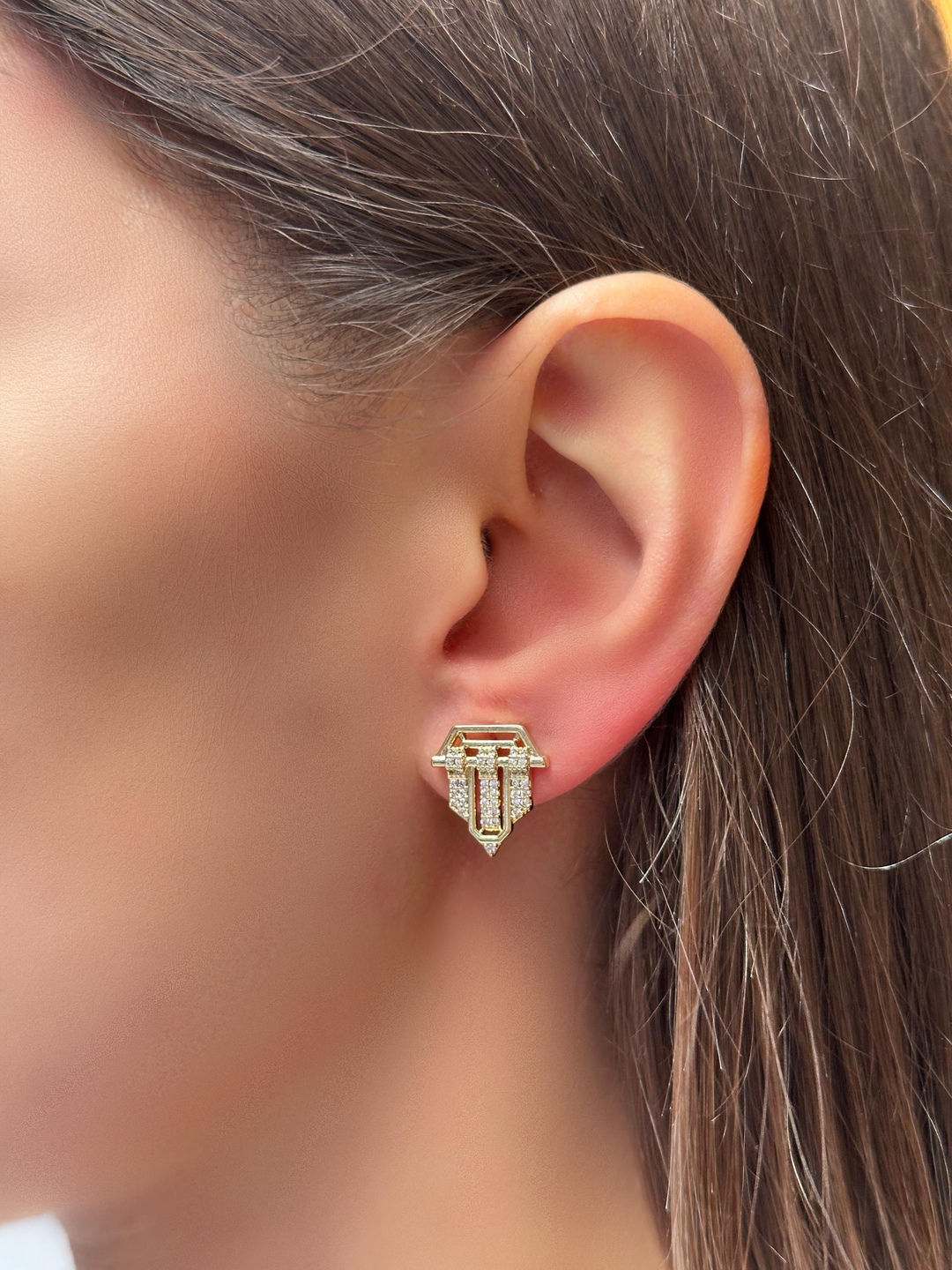 Özel Seri Geometrik Tasarım Küpe Gold