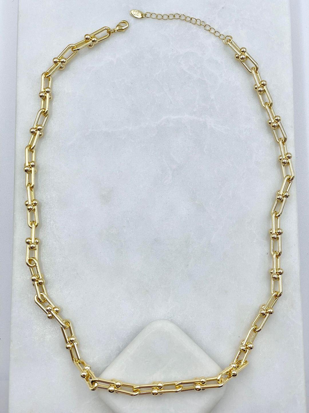 Altın Kaplama Topçuk Zincir Tasarım Kolye Gold