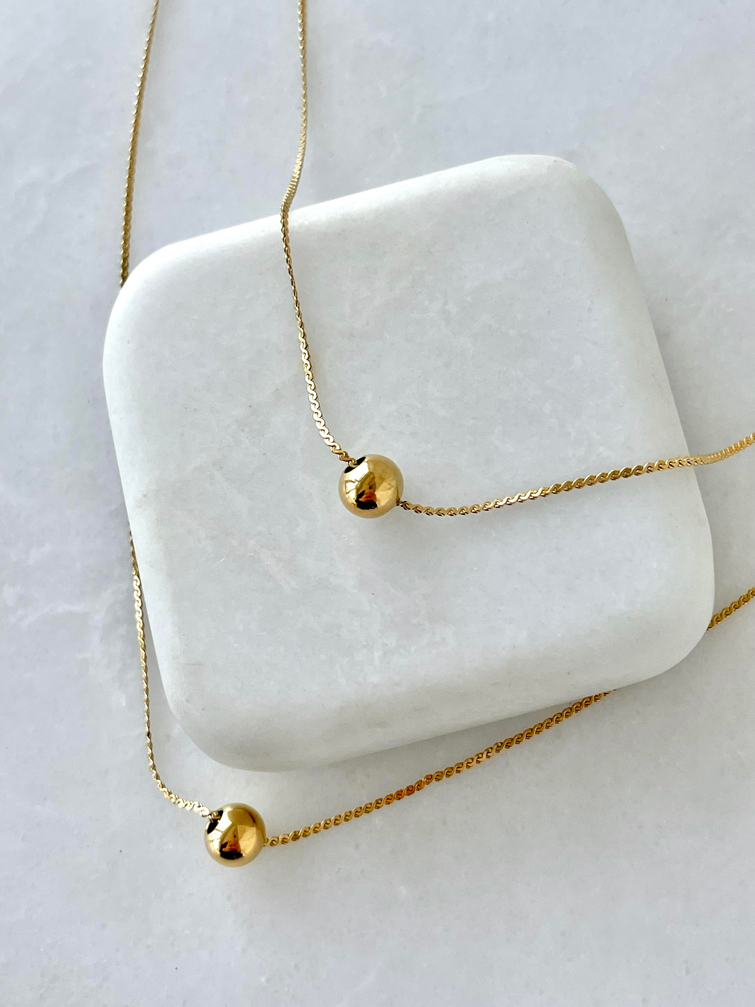 Çelik Çift Sıra Minimal Topçuk Kolye