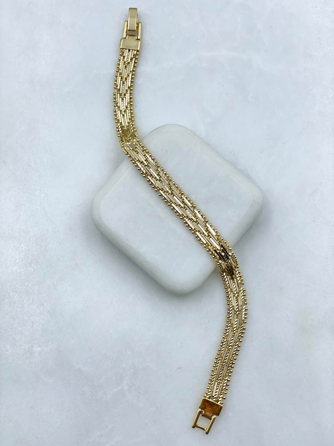 Özel Seri Işıltılı Boru İşlemeli Bileklik Gold