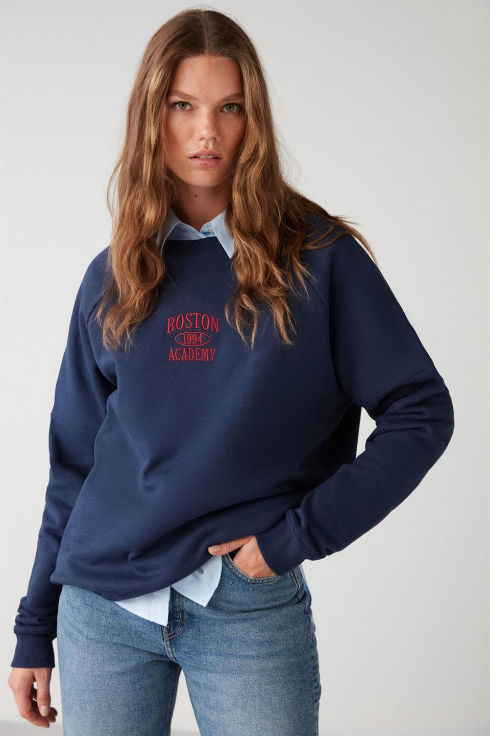 ADRIELLE Örme Relaxed Lacivert  Sweatshirt