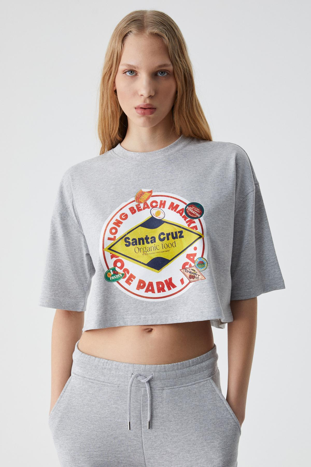 AHRI Kadın Relaxed Bisiklet Yaka Baskılı Grimelanj T-Shirt