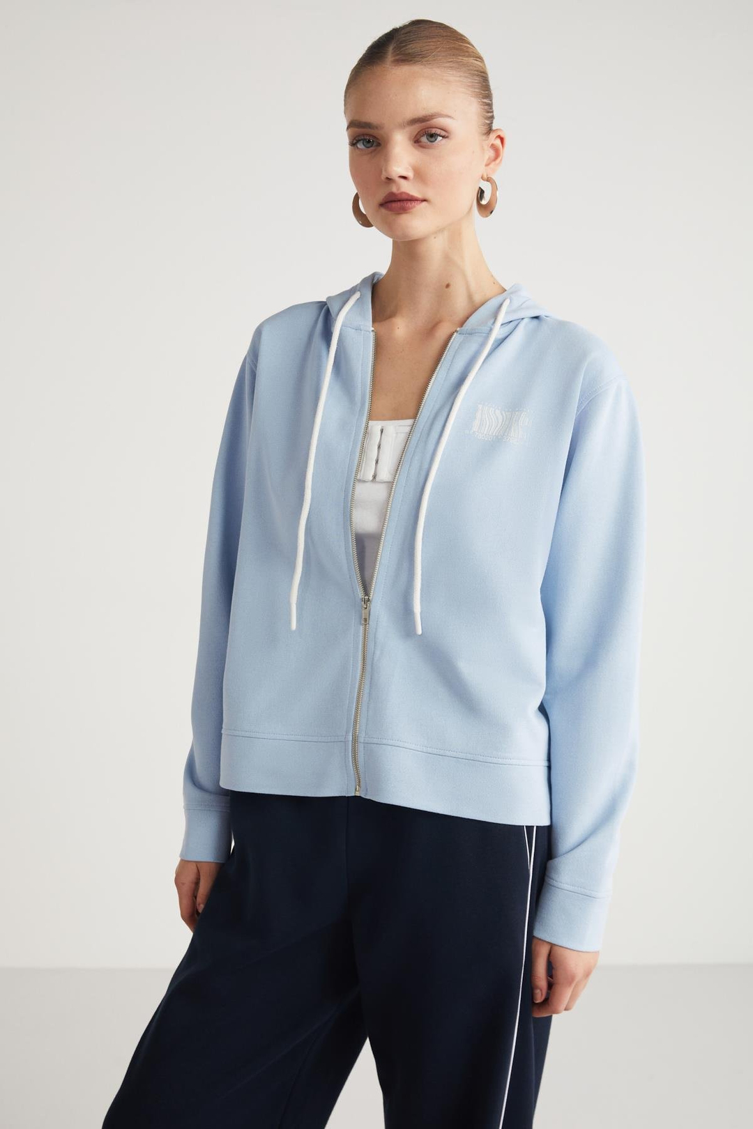 AITANA  Relaxed Açık Mavi Tekli Sweatshirt