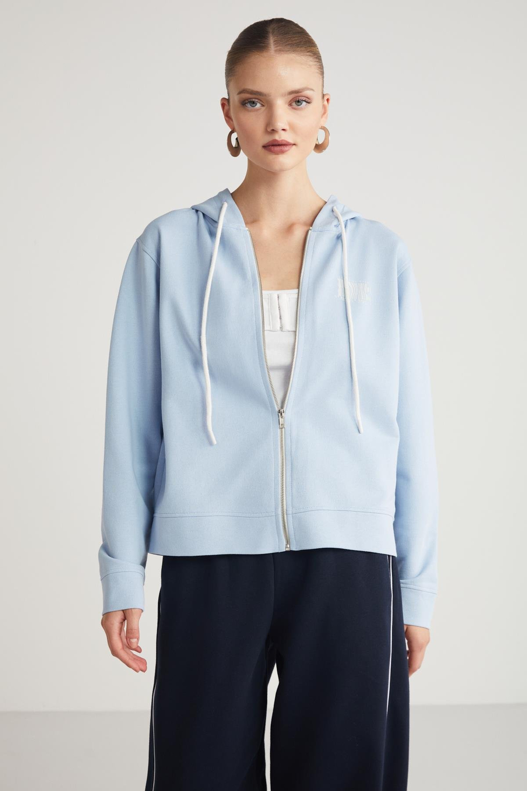 AITANA  Relaxed Açık Mavi Tekli Sweatshirt