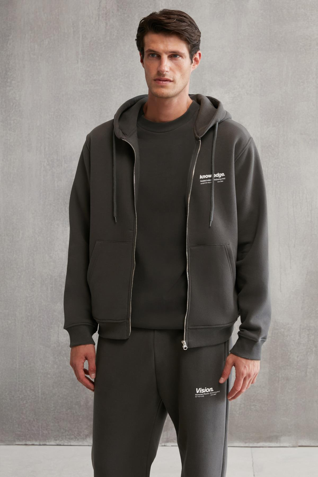 AKSEL  Oversize Koyu Gri Tekli Sweatshirt