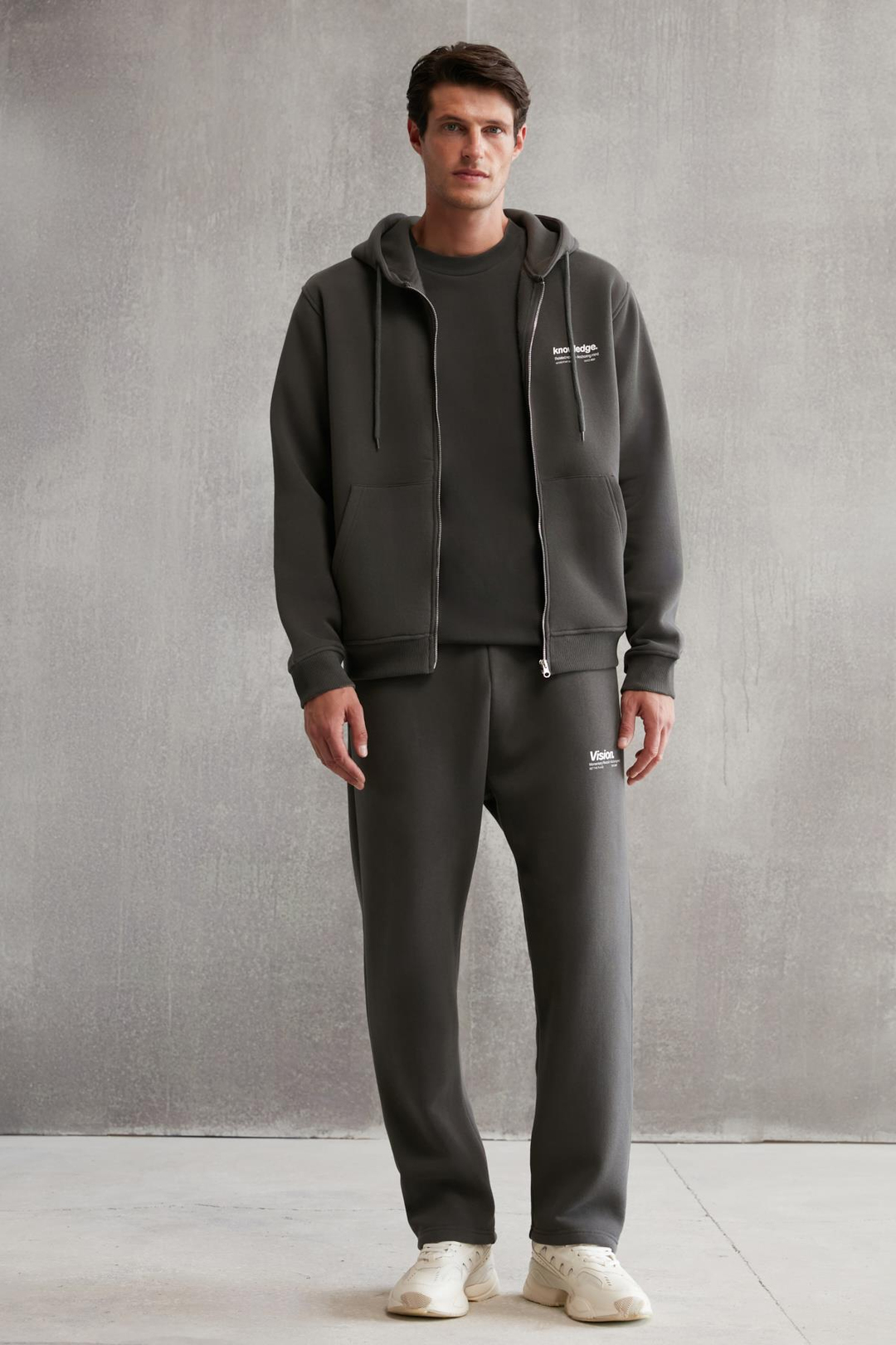 AKSEL  Oversize Koyu Gri Tekli Sweatshirt