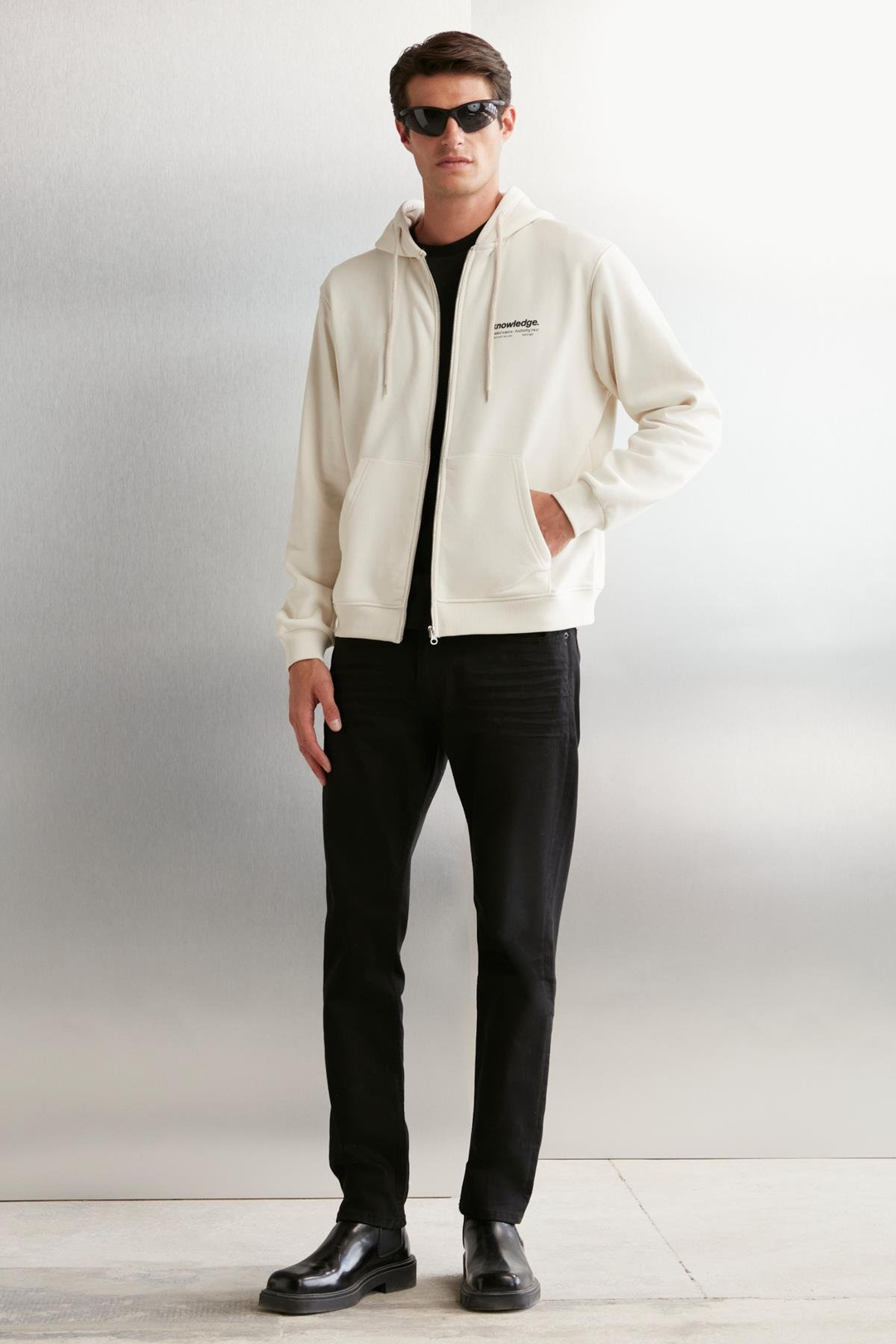 AKSEL  Oversize Taş Rengi Tekli Sweatshirt