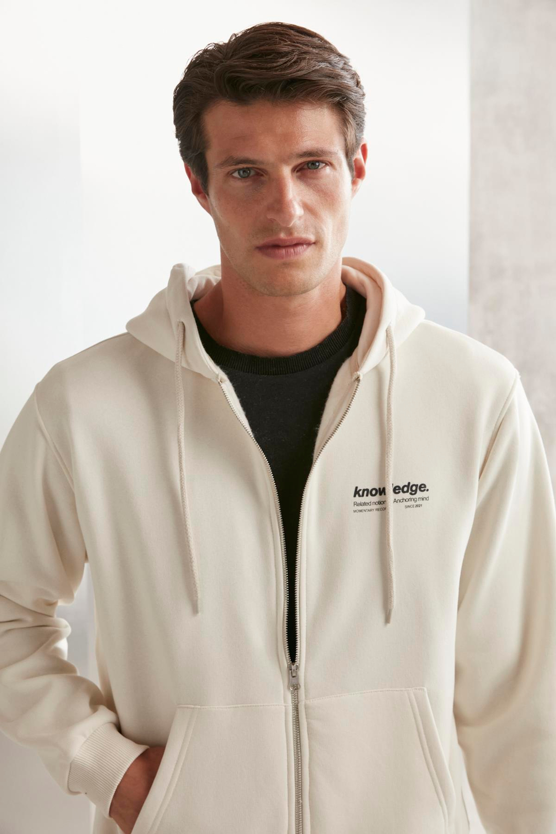 AKSEL  Oversize Taş Rengi Tekli Sweatshirt