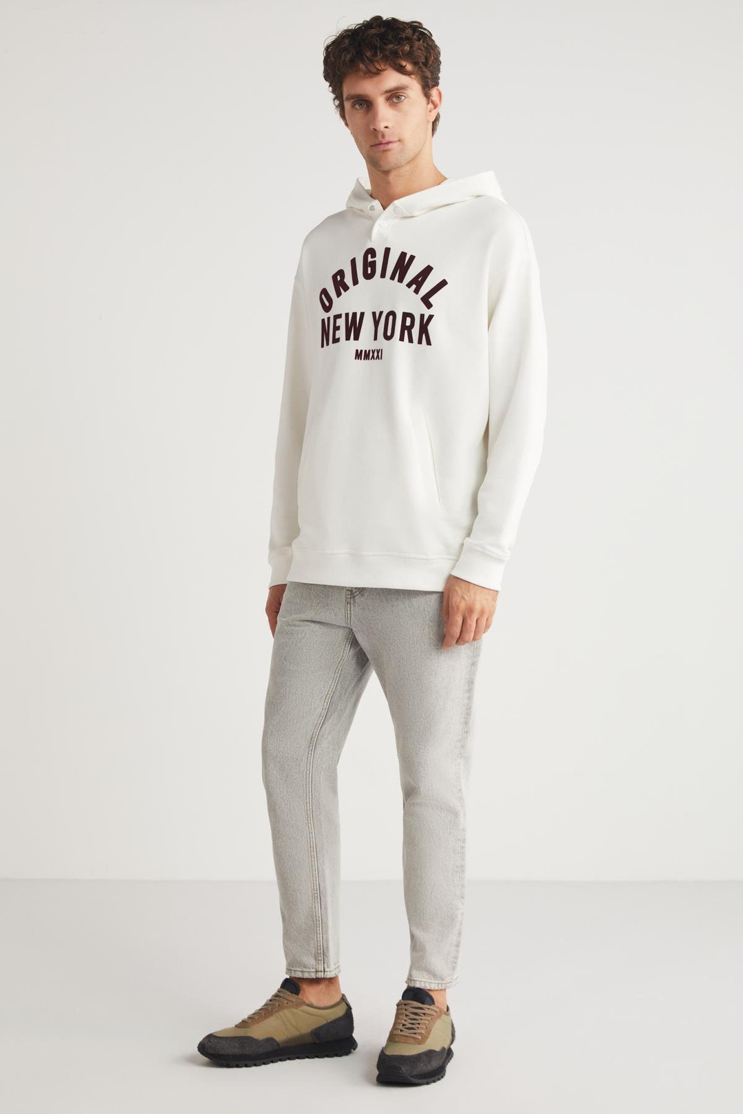 ALEKSI  Relaxed Ekru Tekli Sweatshirt