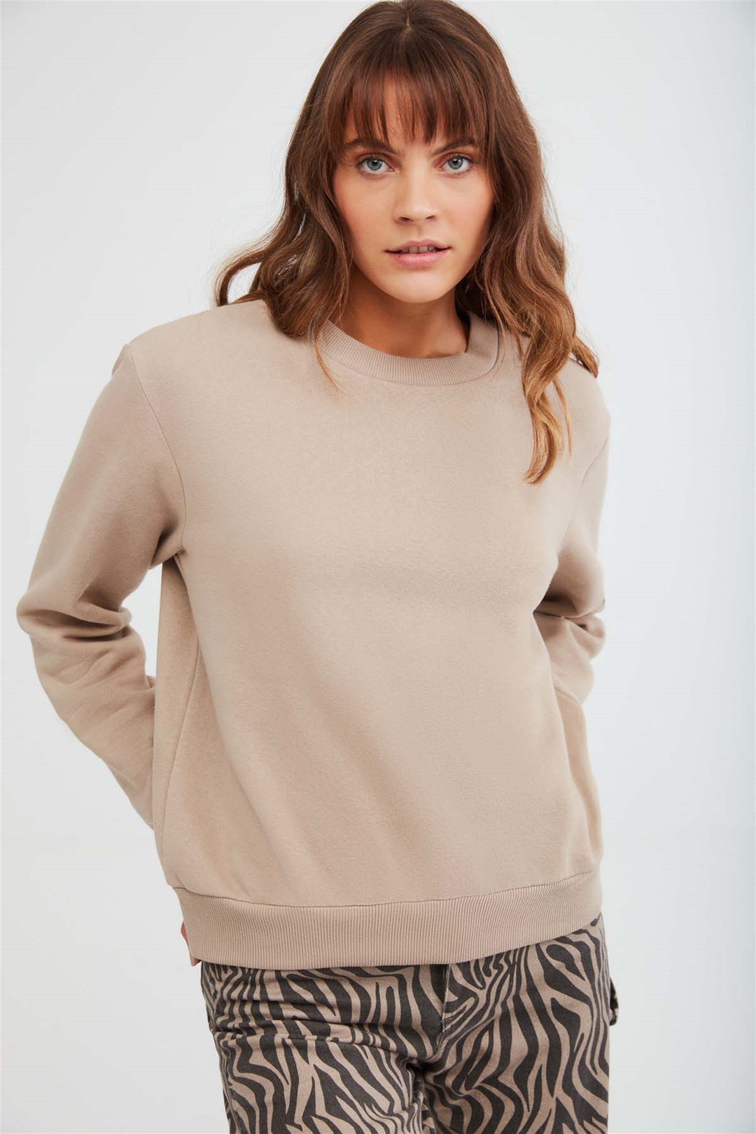 ALFA Örme Oversize Bej  Sweatshirt