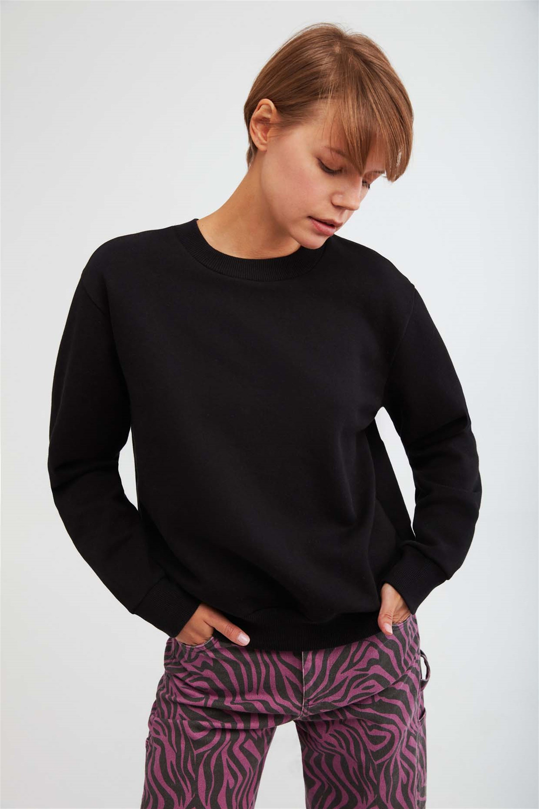 ALFA Örme Oversize Siyah  Sweatshirt