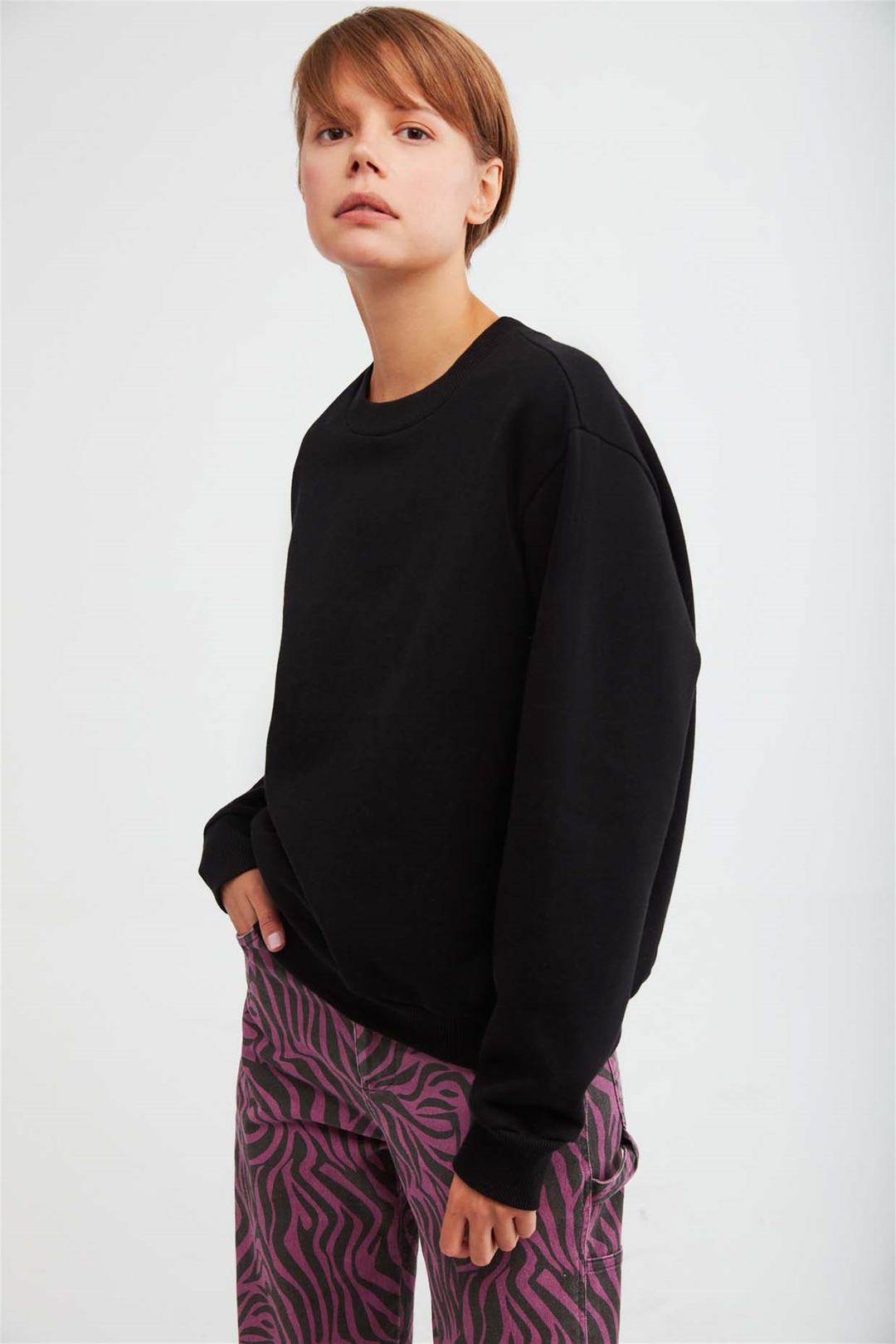 ALFA Örme Oversize Siyah  Sweatshirt