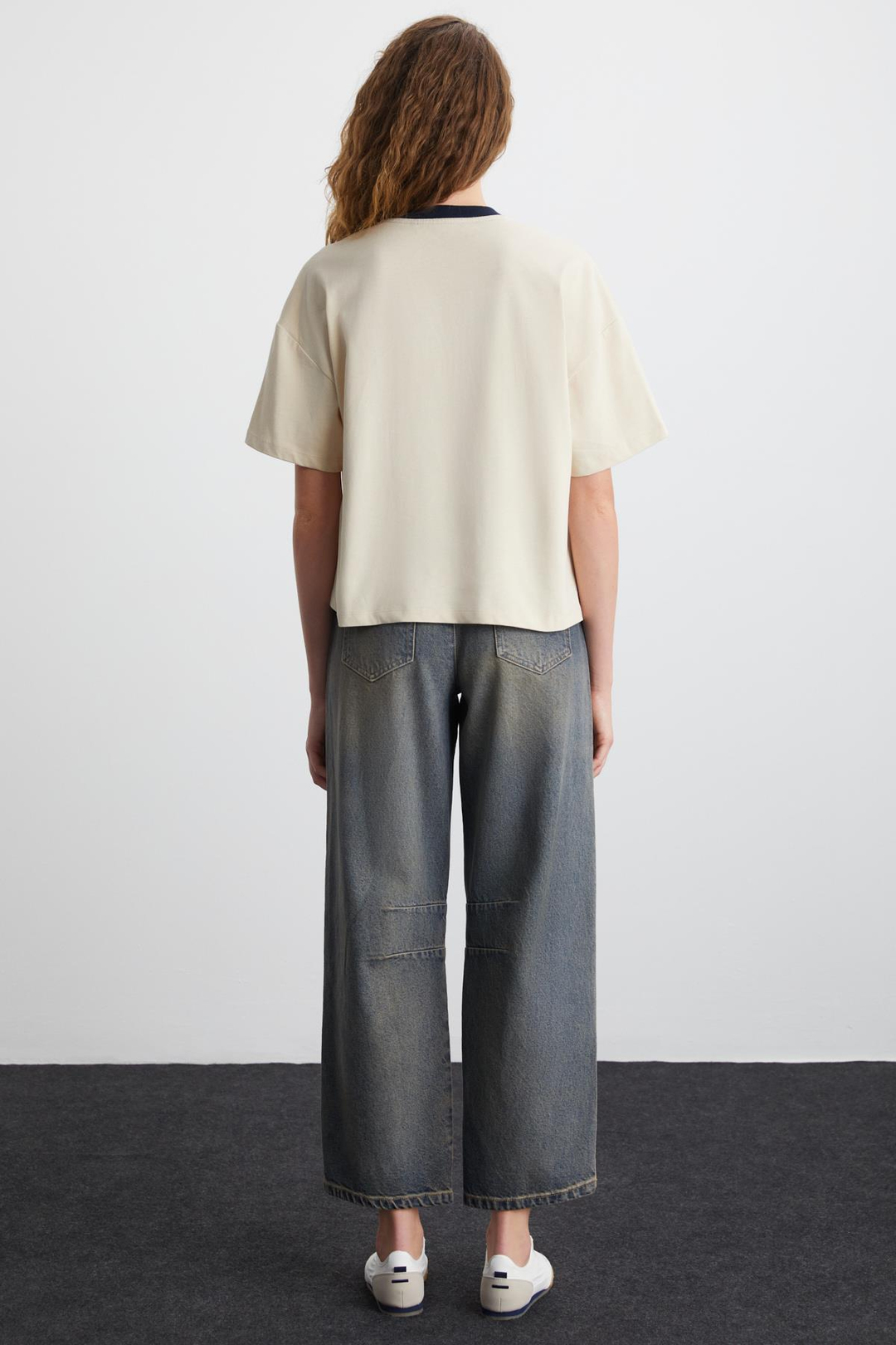 ALISIA Basic Regular Bej Tekli T-Shirt