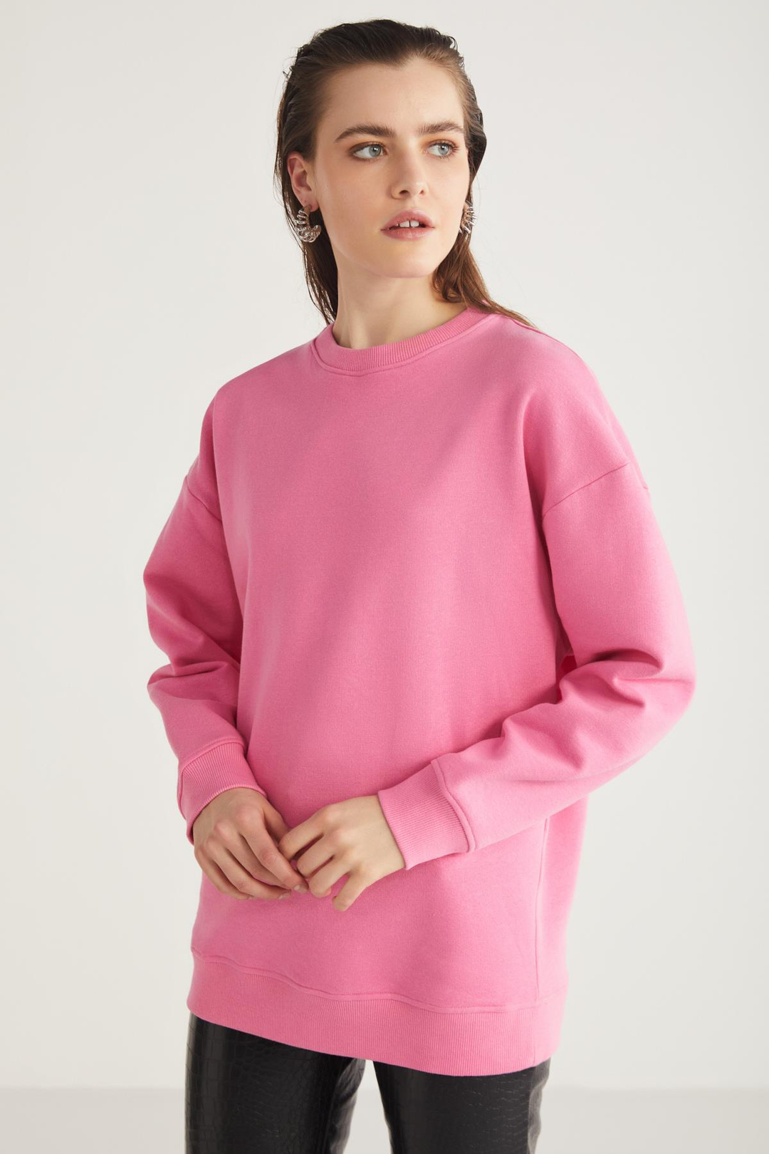 ALLYS  Oversize Pembe Tekli Sweatshirt