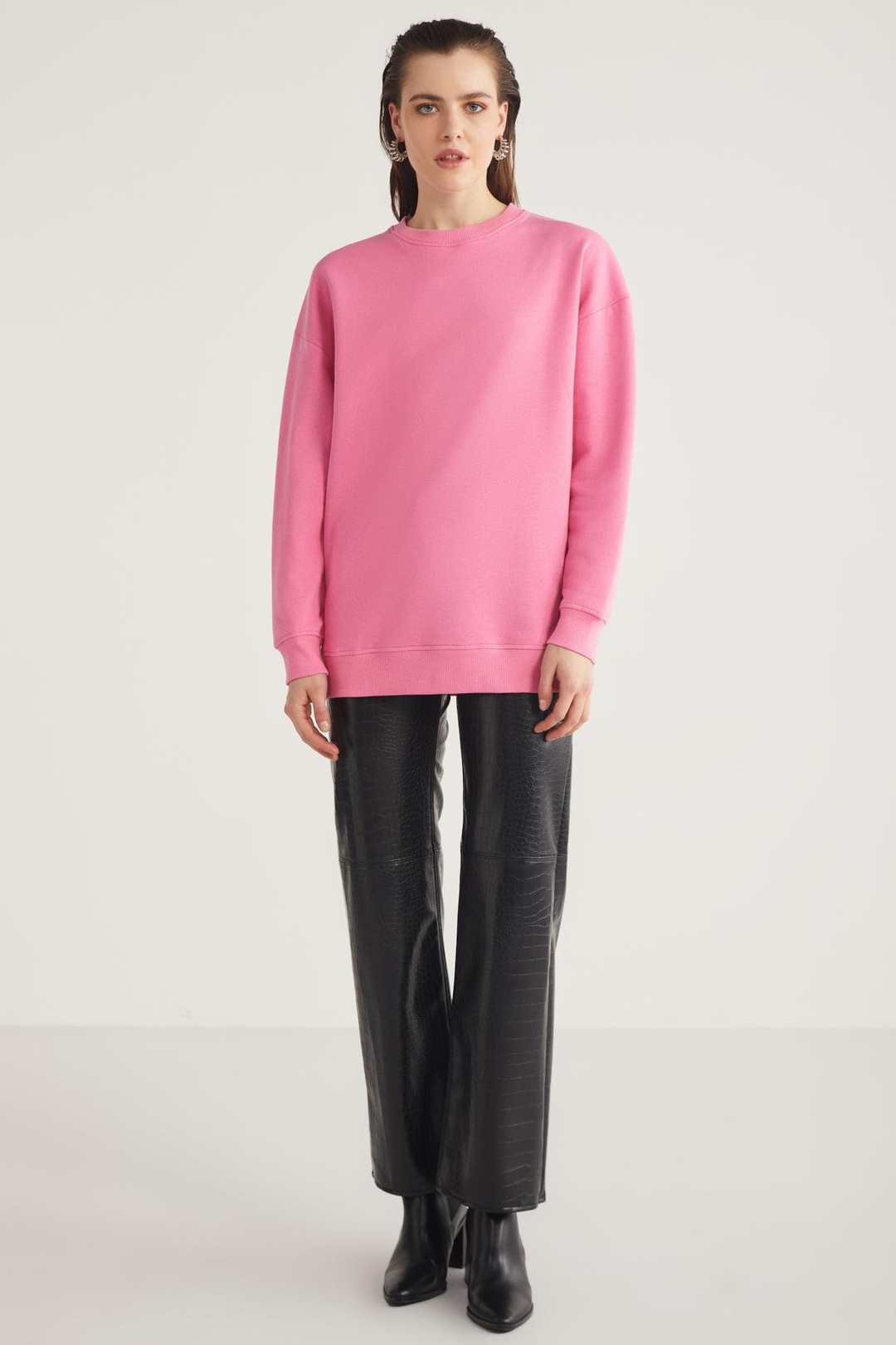 ALLYS  Oversize Pembe Tekli Sweatshirt