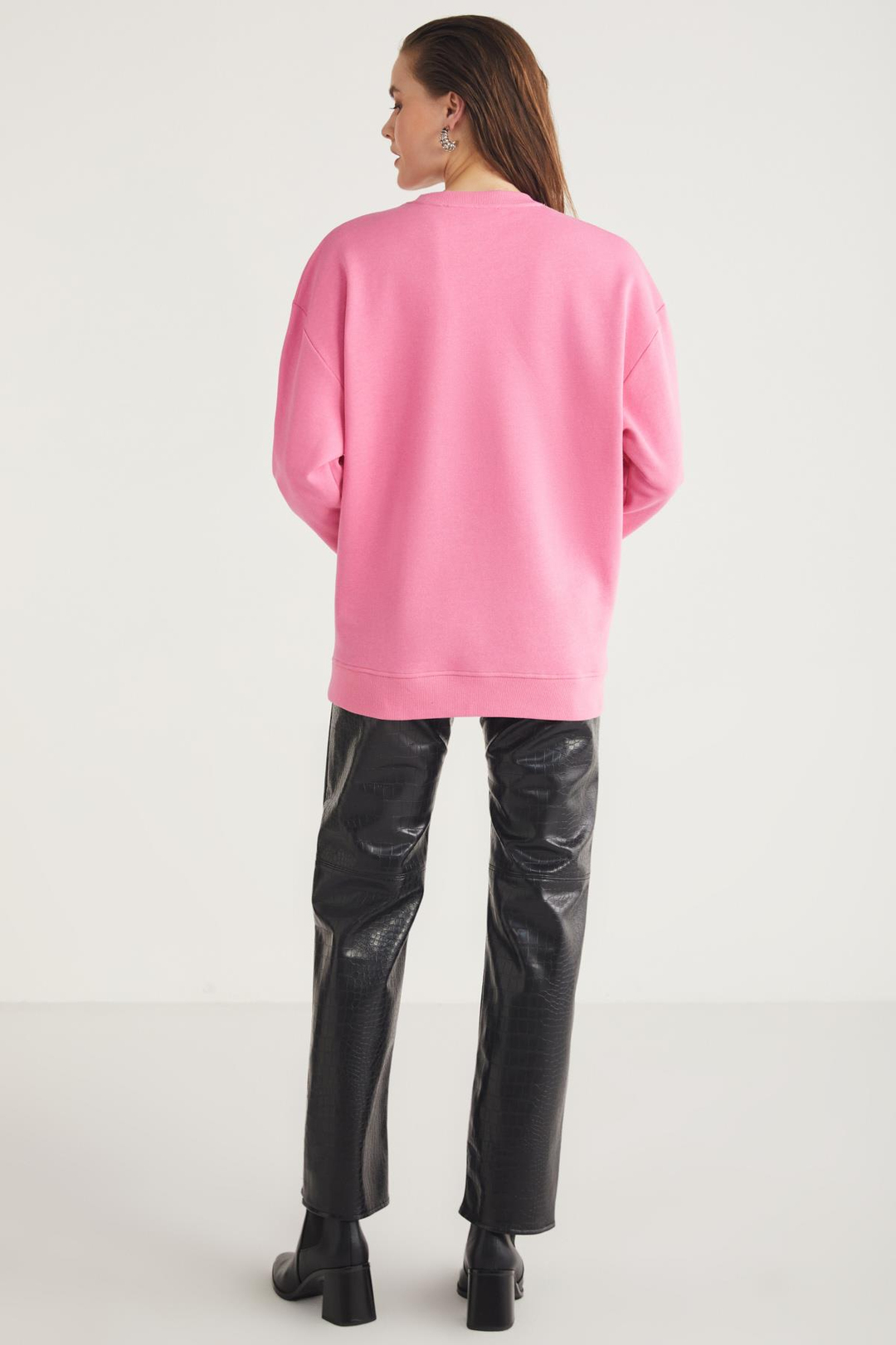 ALLYS  Oversize Pembe Tekli Sweatshirt