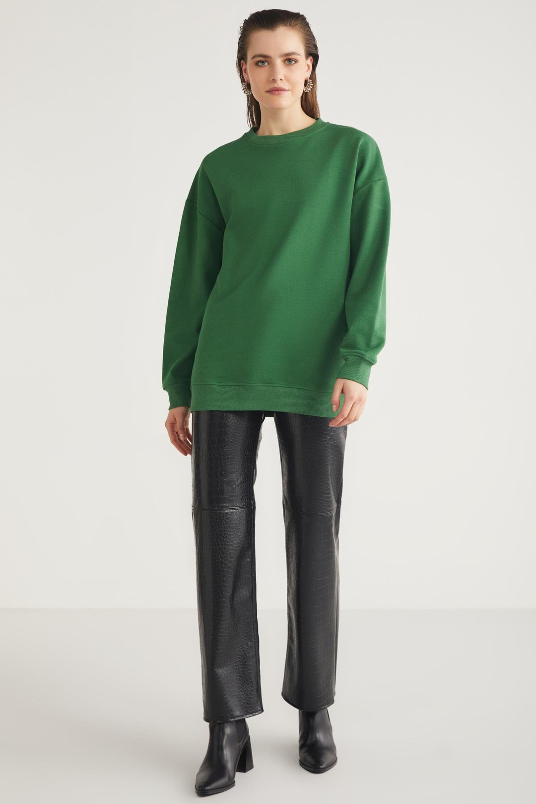 ALLYS  Oversize Yeşil Tekli Sweatshirt