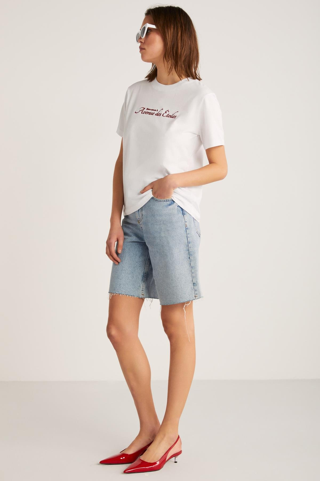 ALMA  Regular Beyaz Tekli T-Shirt