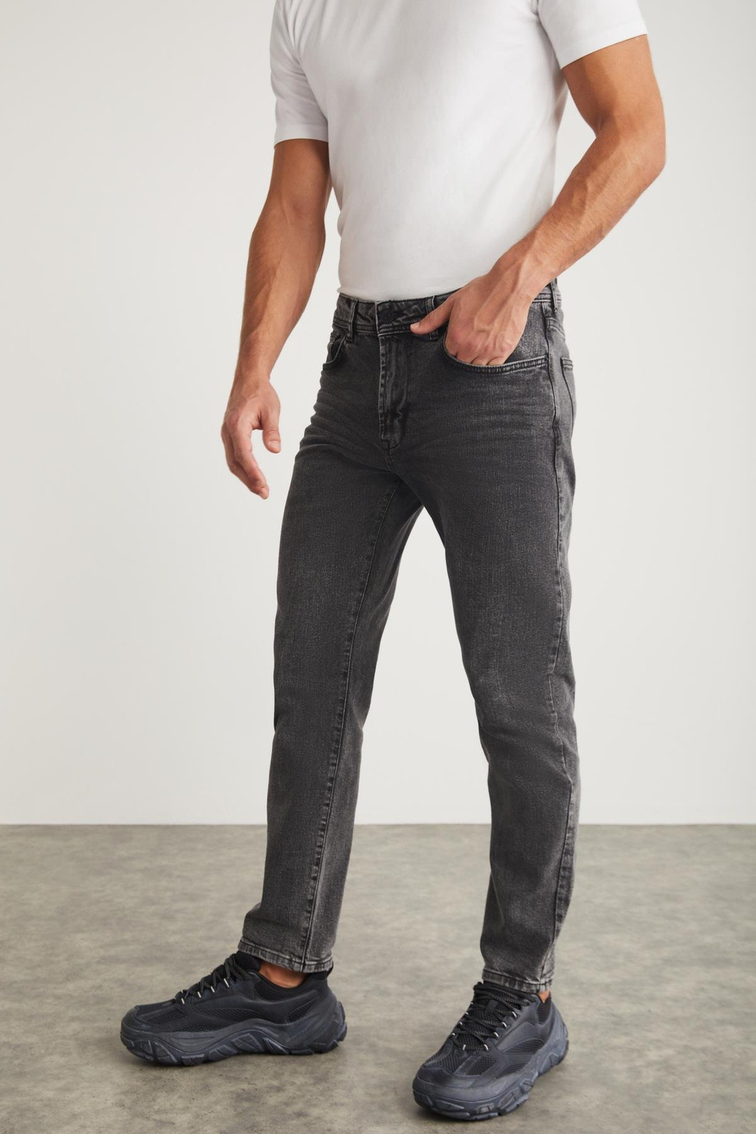 ANTONIA  Regular Gri Tekli Jeans