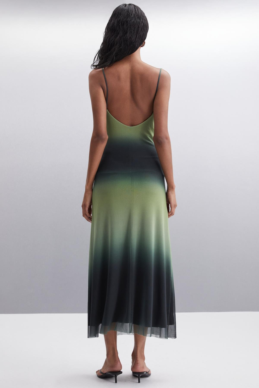 ARACELY Basic Regular Siyah - Yeşil Tekli Elbise
