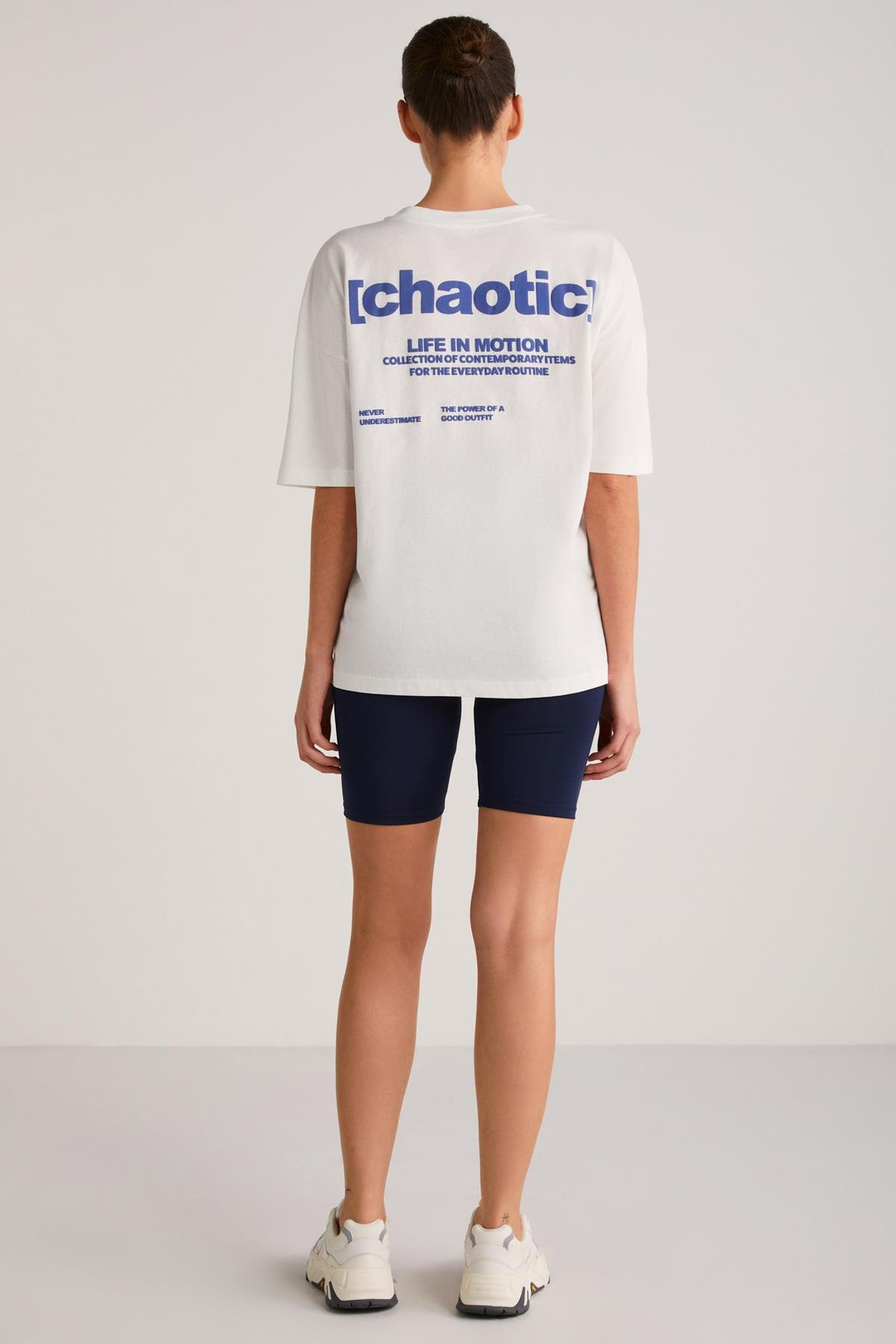 ARCADIA Basic Slim Ekru-Mavi Tekli T-Shirt