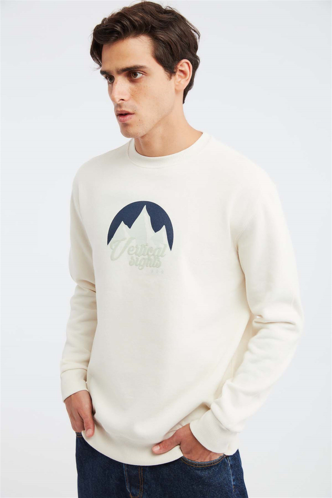 ARCTIC Örme Comfort Fit Ekru  Sweatshirt