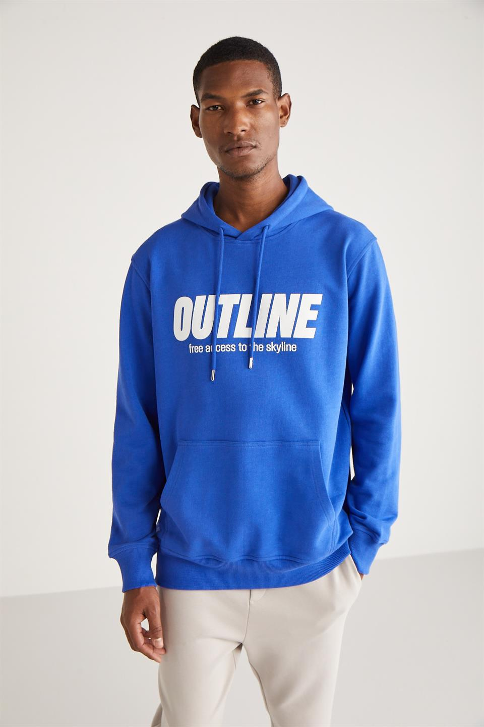 ARNOLD Basic Regular Saks Mavi Tekli Sweatshirt
