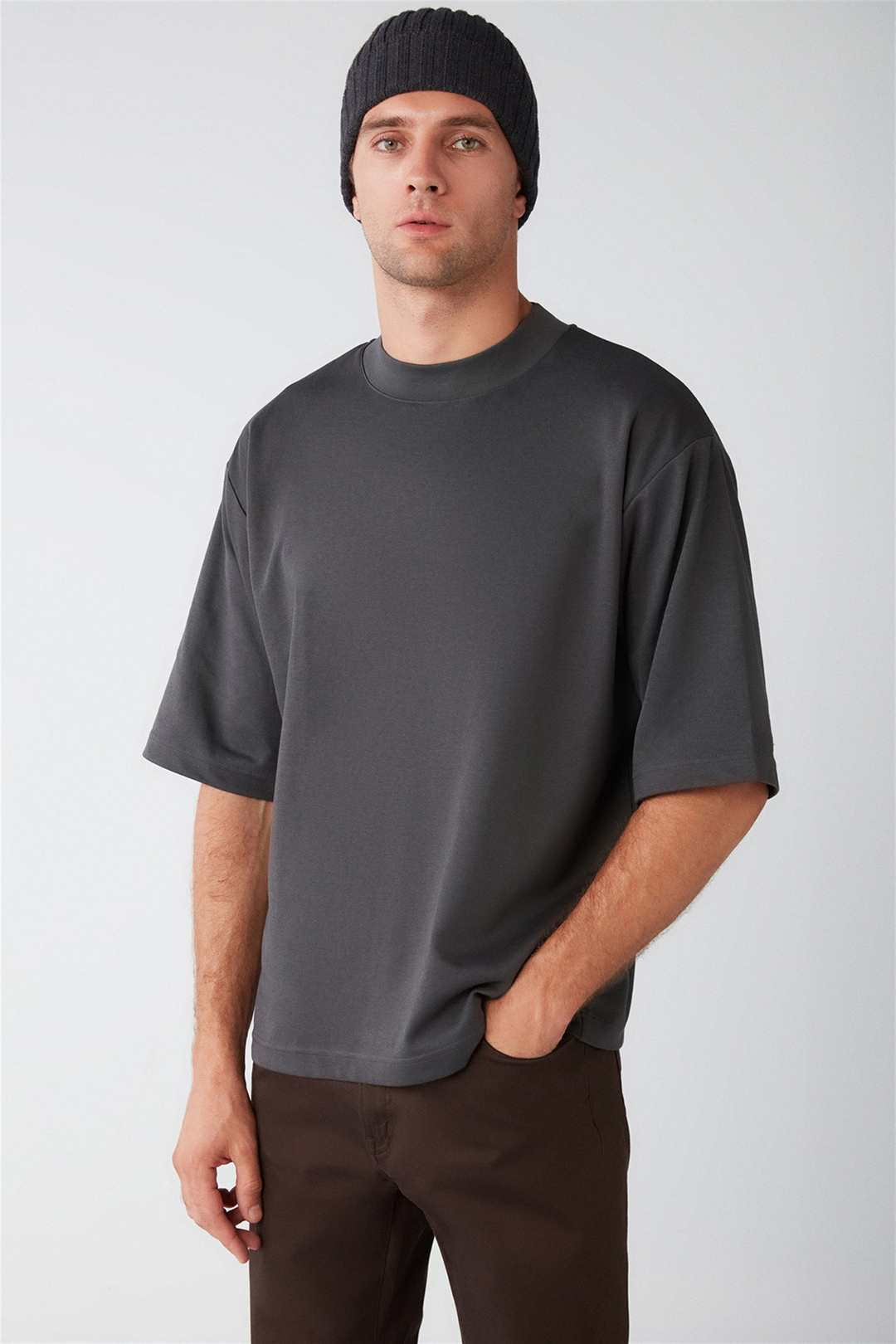 ASCOLI Örme Relaxed Antrasit  T-Shirt