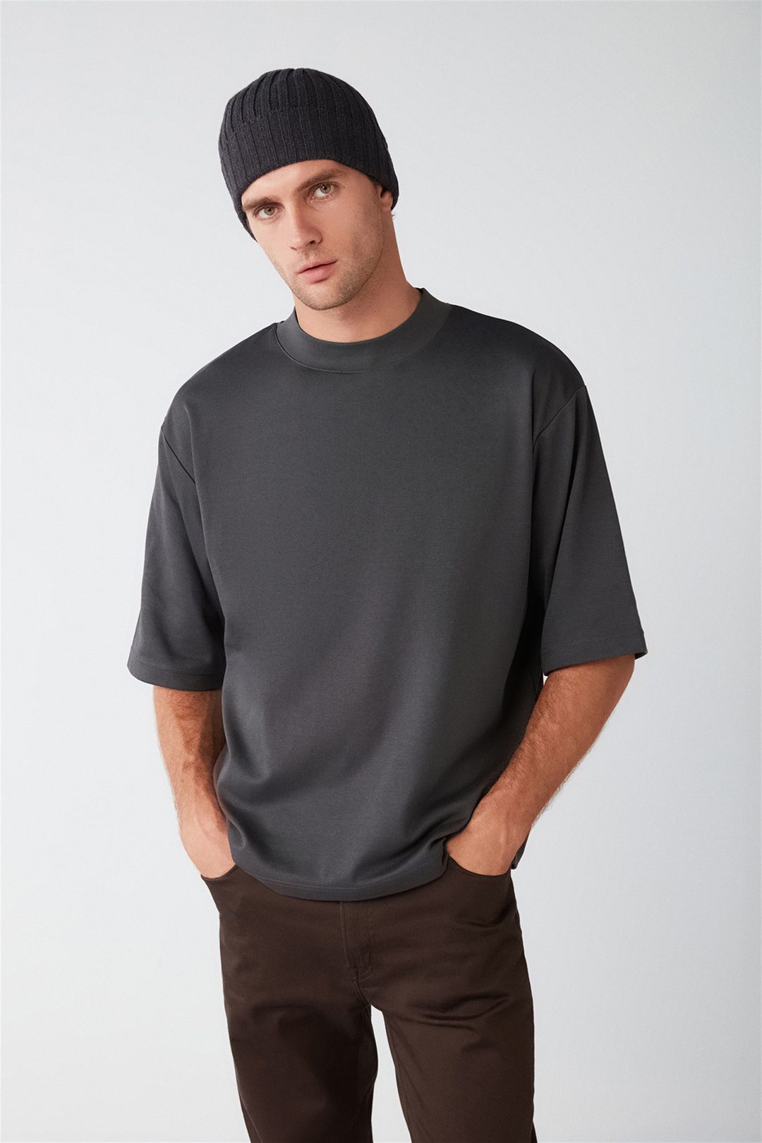 ASCOLI Örme Relaxed Antrasit  T-Shirt