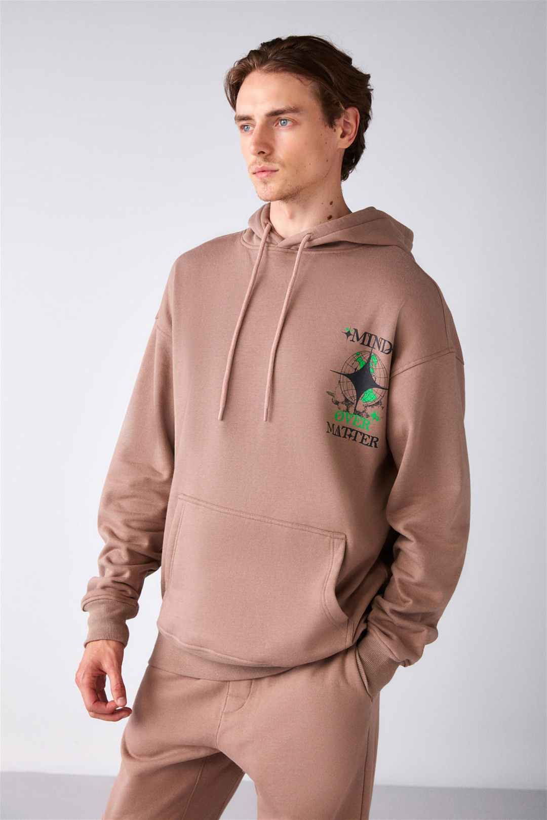 AUGUSTINE Örme Relaxed Vizon  Sweatshirt