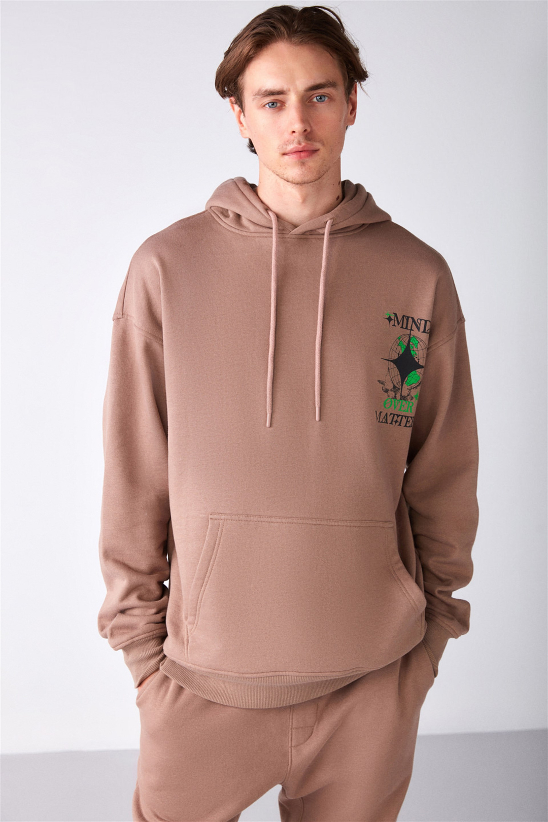 AUGUSTINE Örme Relaxed Vizon  Sweatshirt