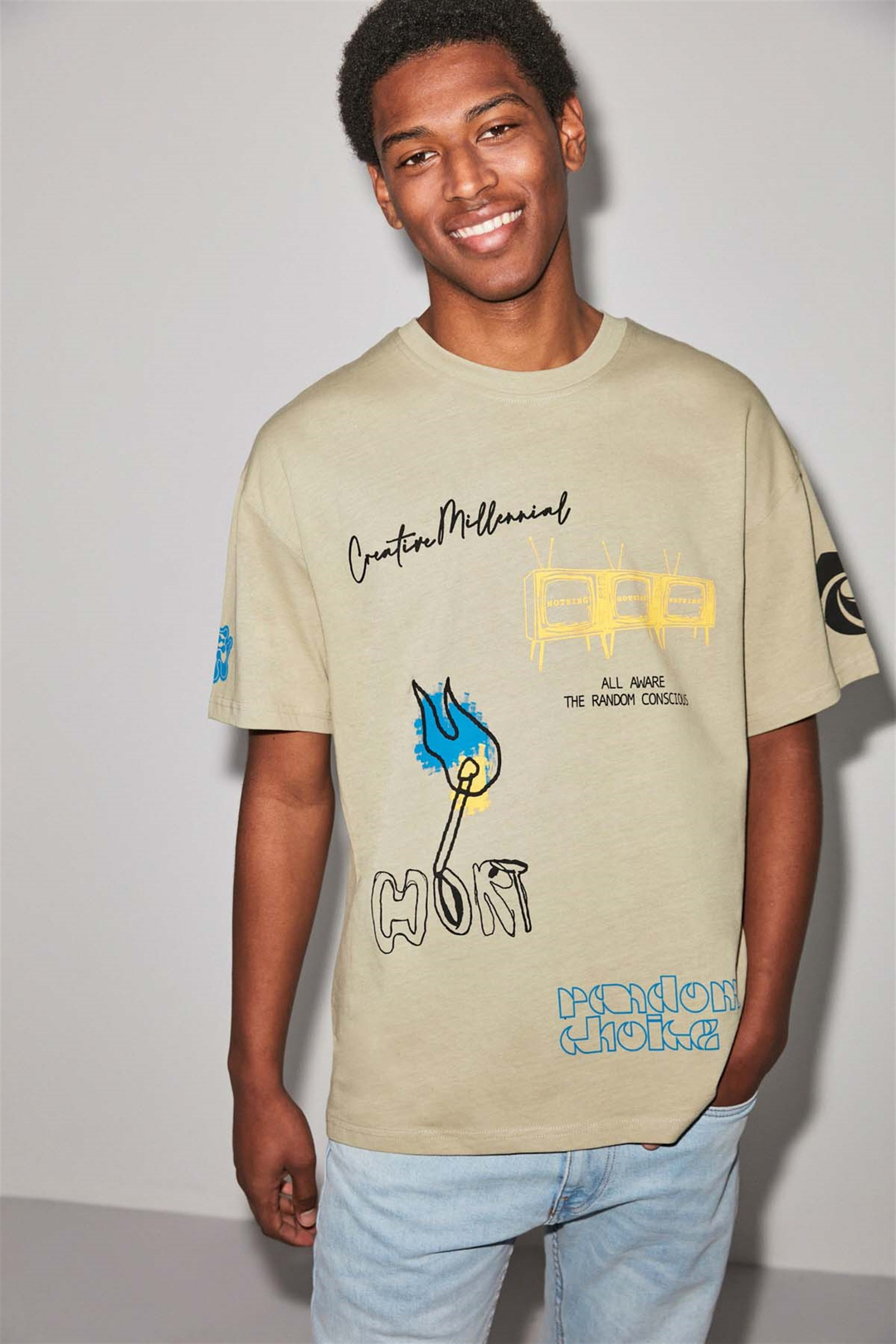 AWARE Örme Oversize Haki  T-Shirt