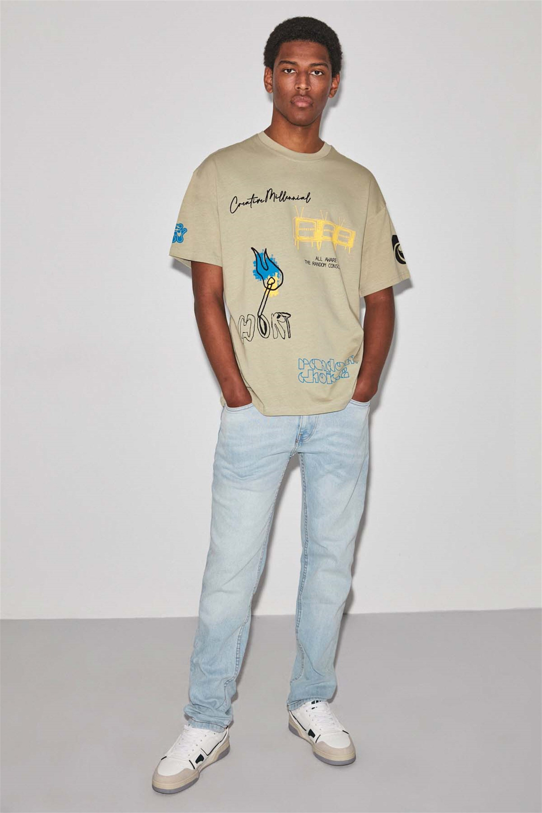 AWARE Örme Oversize Haki  T-Shirt