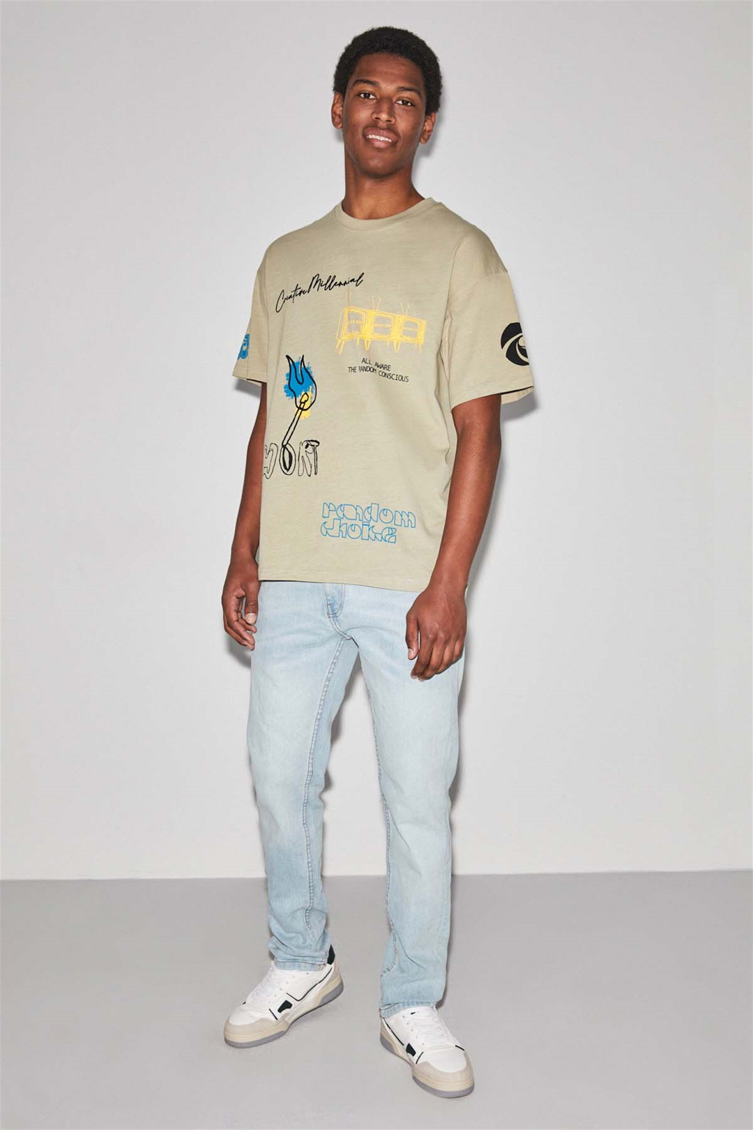 AWARE Örme Oversize Haki  T-Shirt