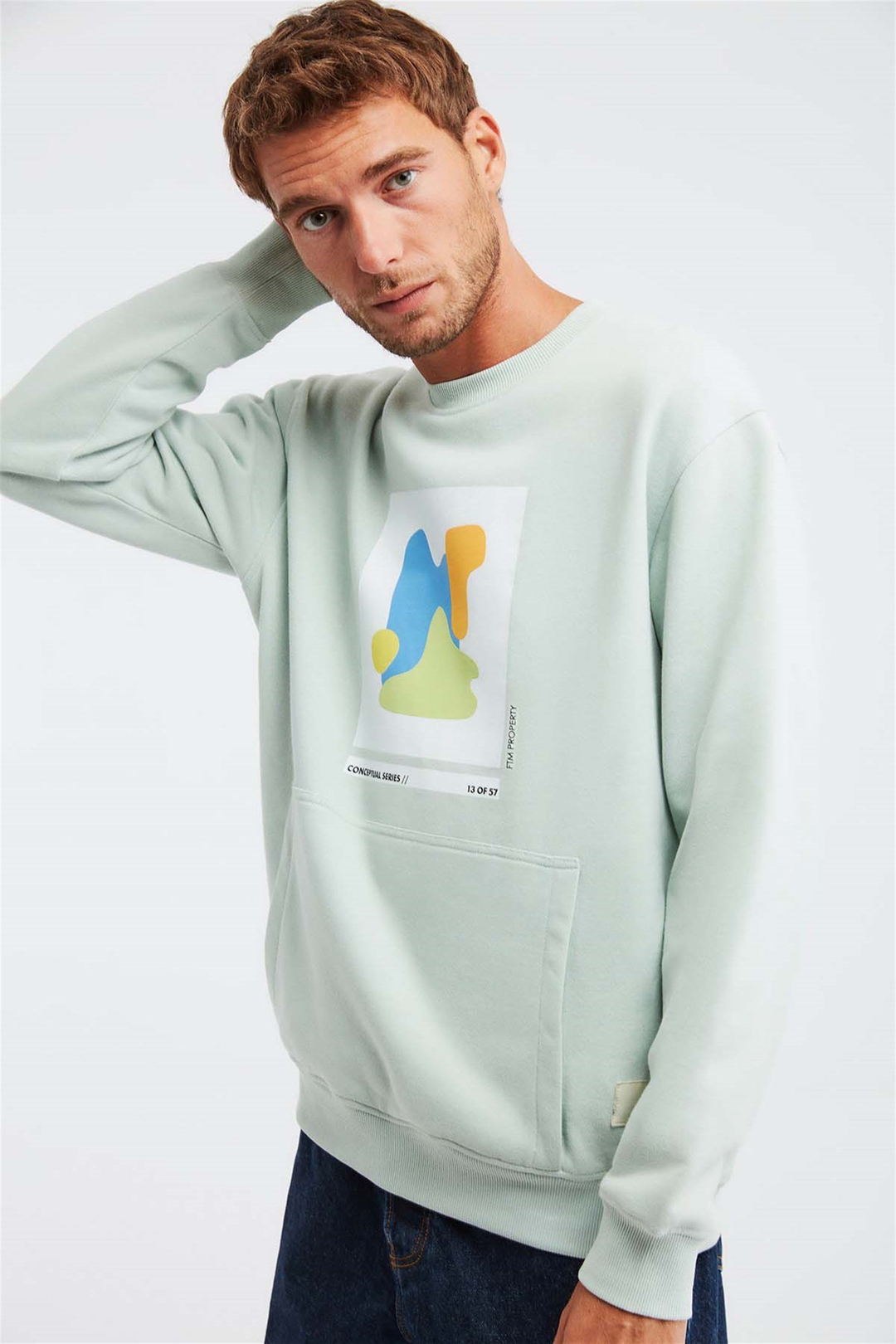 AWKS Dokuma Comfort Fit Mint Yeşil  Sweatshirt
