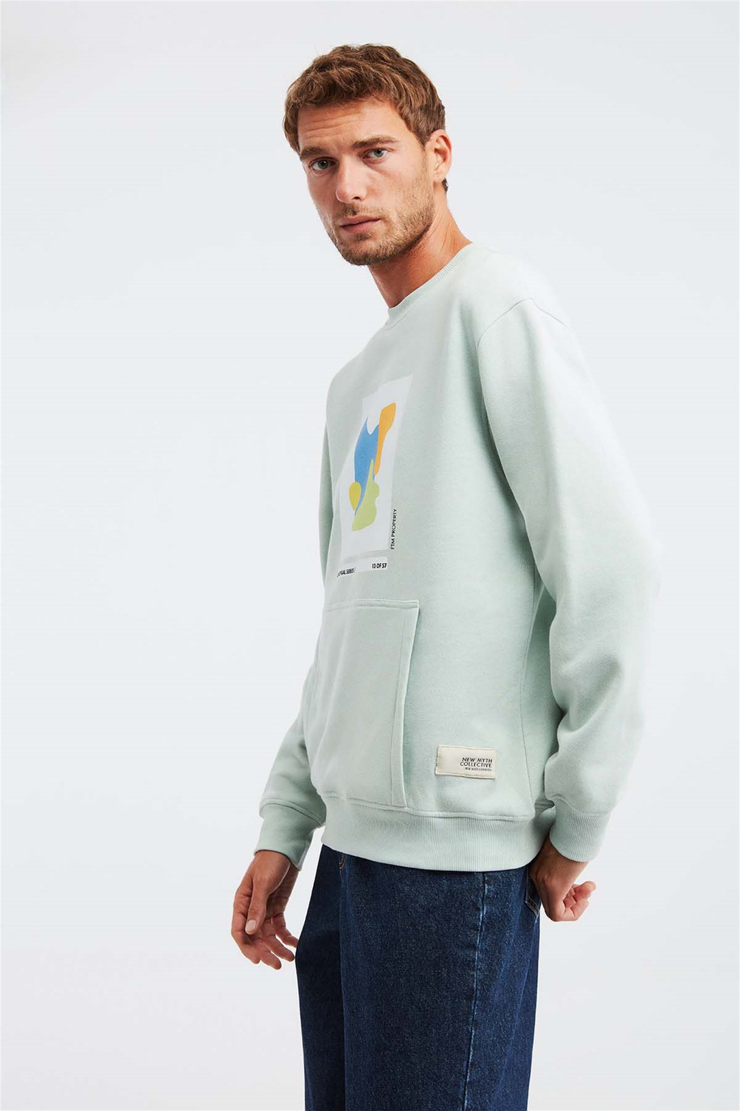 AWKS Dokuma Comfort Fit Mint Yeşil  Sweatshirt