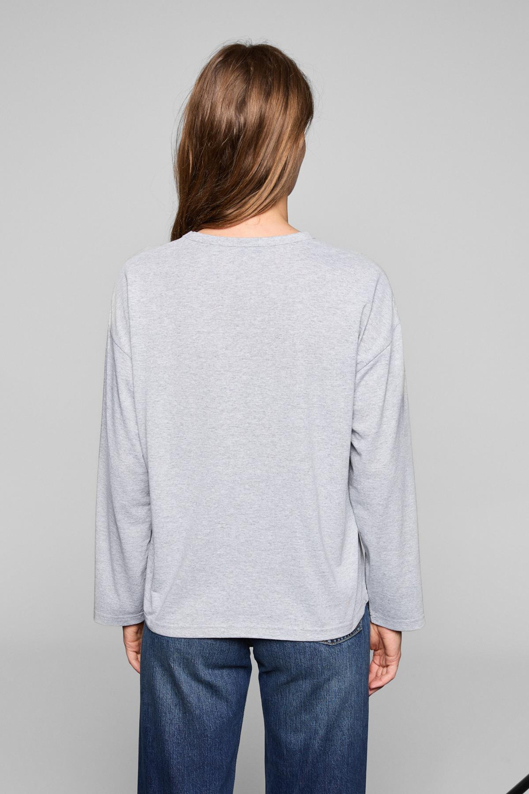 BASIL Kadını Oversize %100 Organik Pamuk Örme Uzun Kol Grimelanj T-Shirt