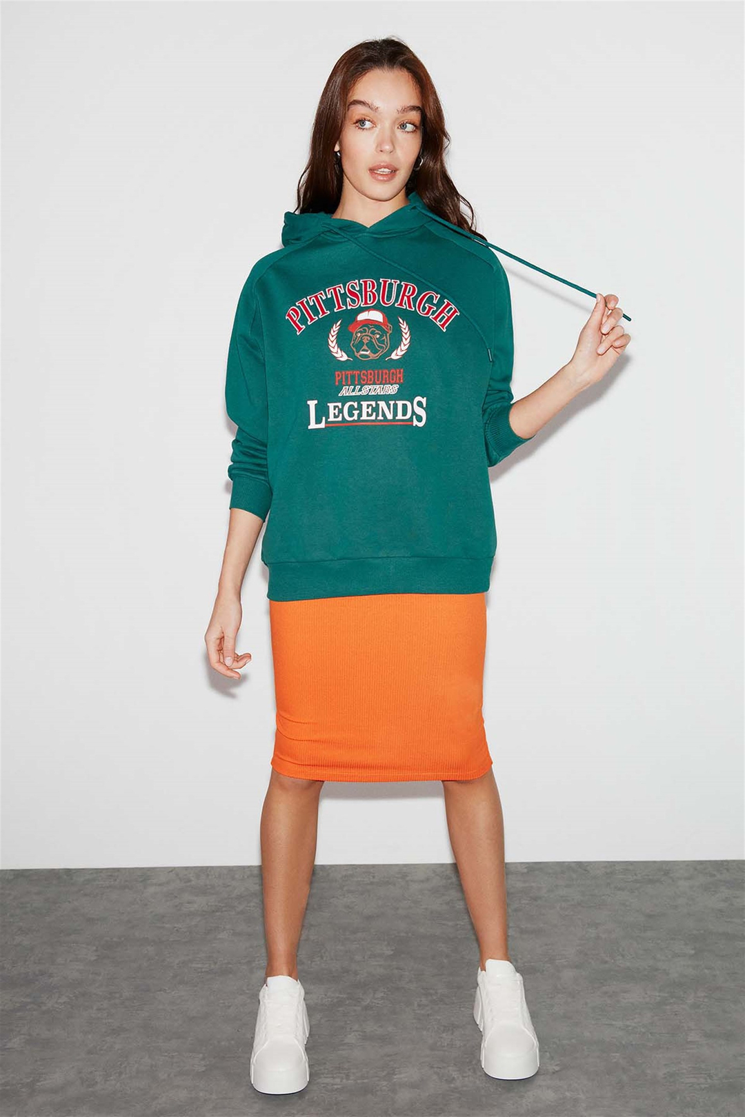 BELVA Örme Oversize Yeşil  Sweatshirt