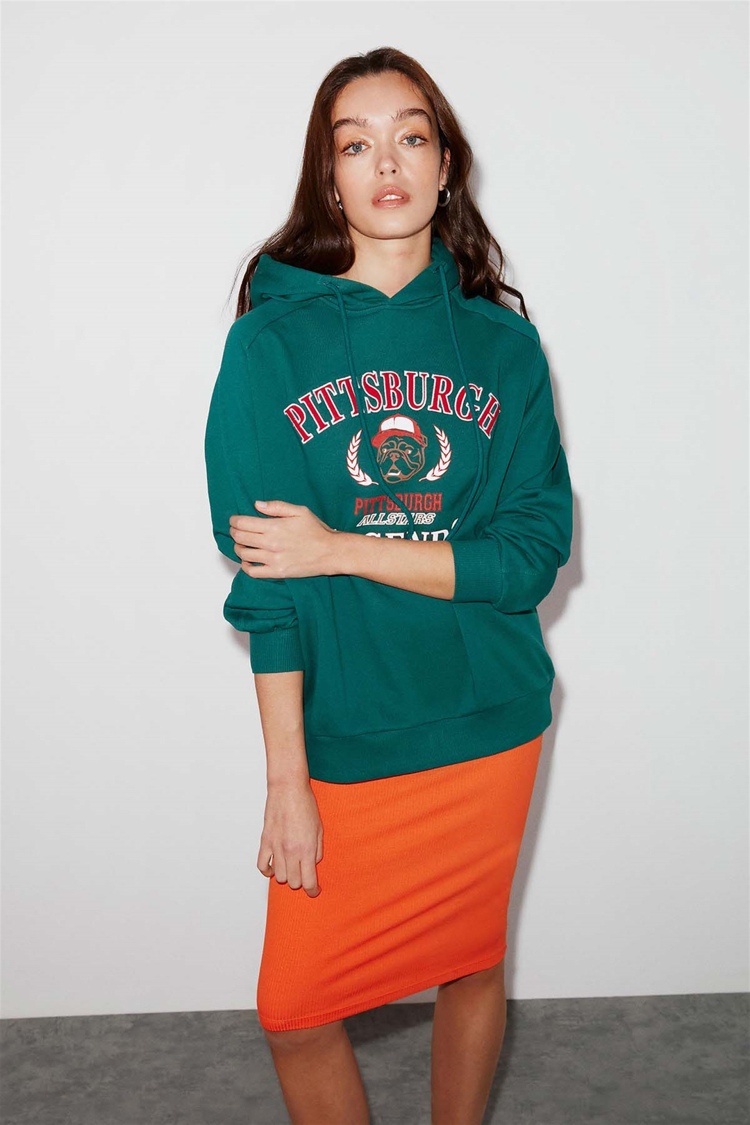 BELVA Örme Oversize Yeşil  Sweatshirt