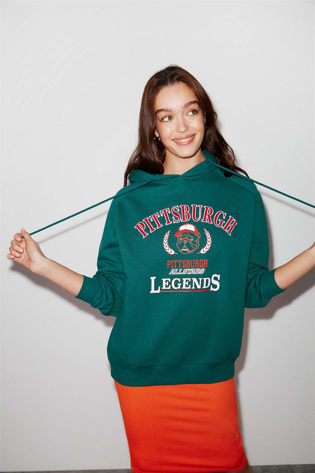 BELVA Örme Oversize Yeşil  Sweatshirt