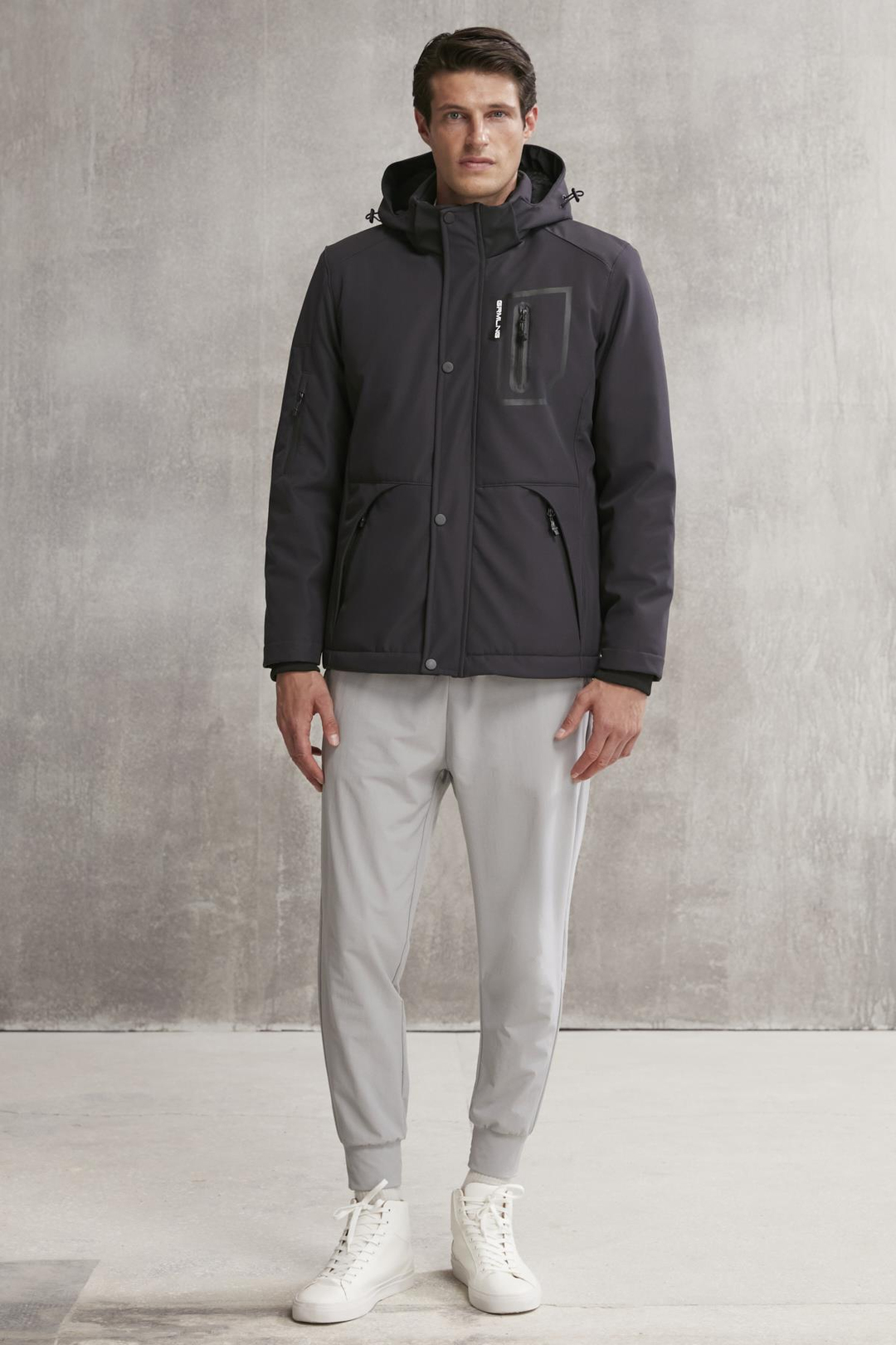 BERNARD Erkek Gore-Tex Su İtici Kumaş İçi Kürklü Relaxed Kapüşonlu Fermuarlı Lacivert Mont